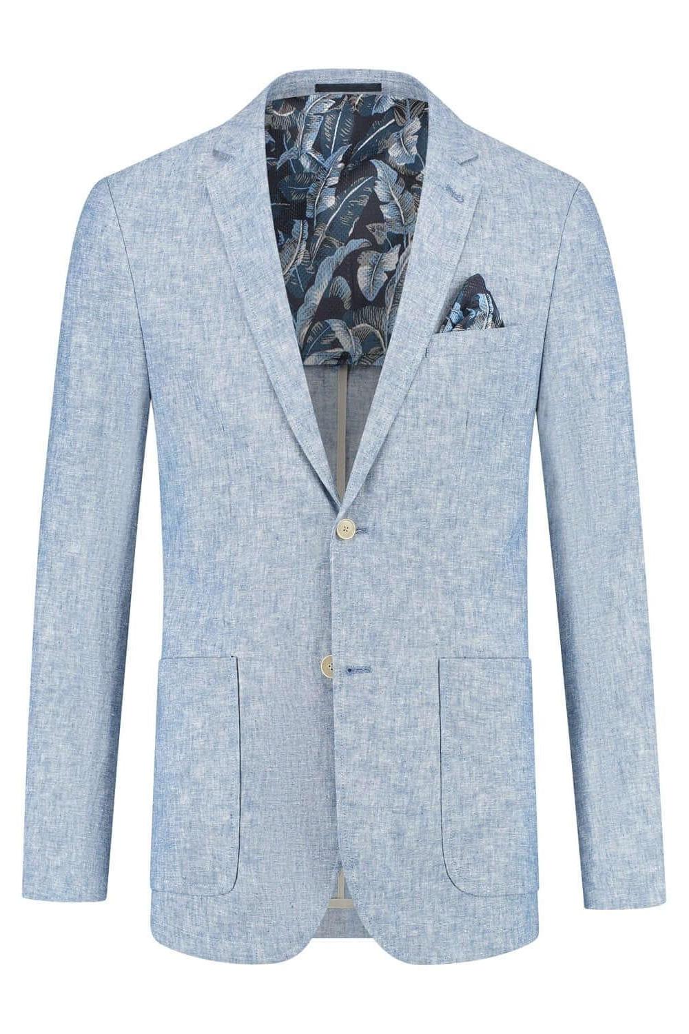 Colbert linnen-katoen lichtblauw