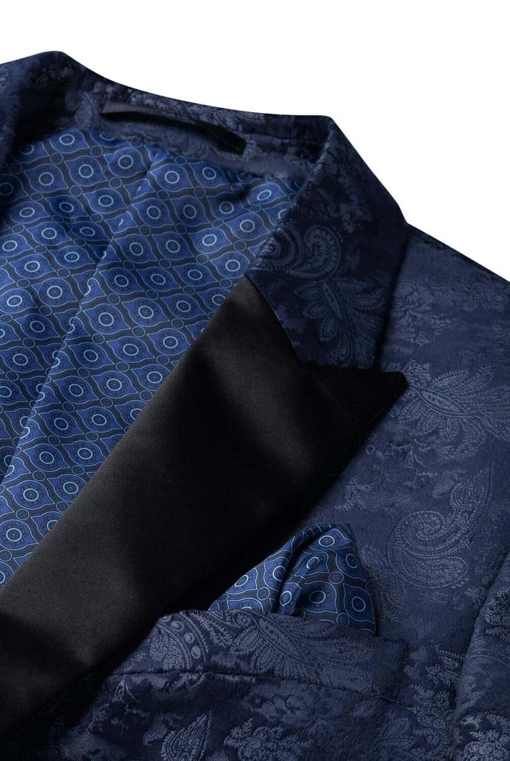 Dinnerjacket paisley velvet blauw