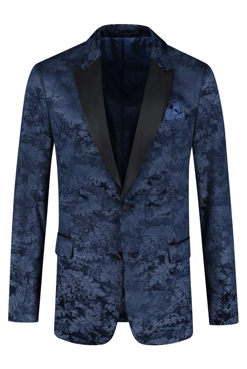 Dinnerjacket paisley velvet blauw