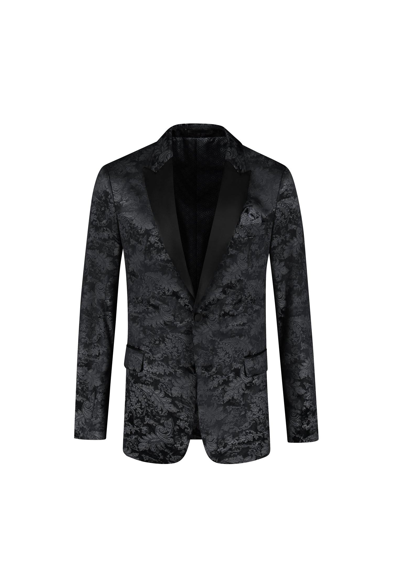 Dinnerjacket paisley velvet zwart