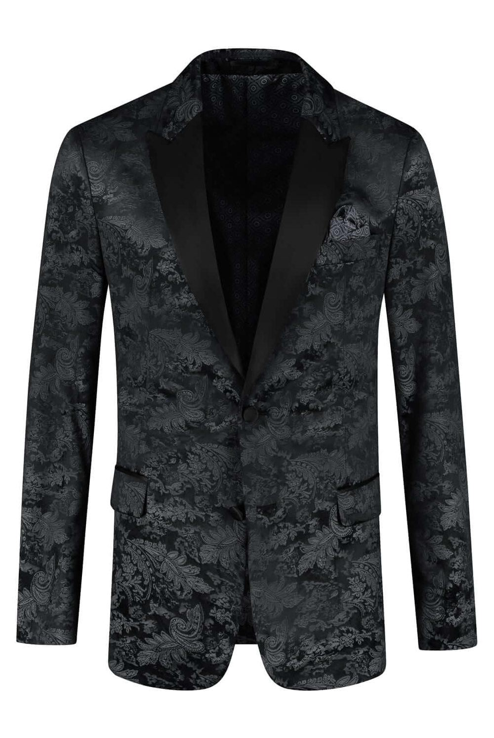 Dinnerjacket paisley velvet zwart