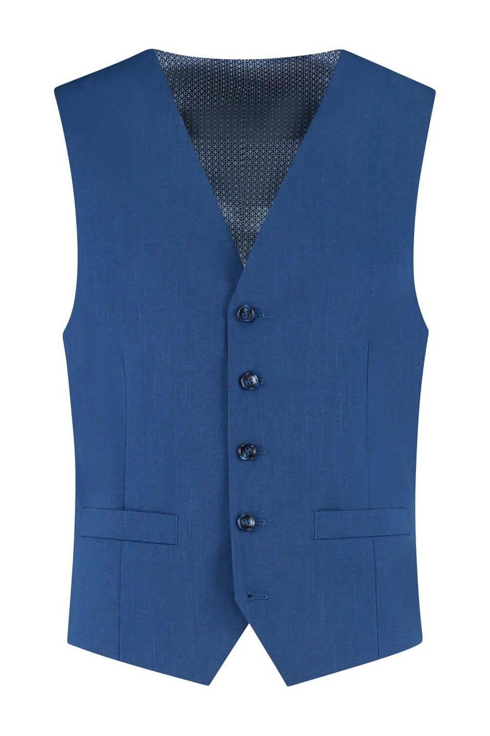 Gilet linnenlook blauw Blauw, stijlvol koninklijk blauw gilet met kreukvrije stof en zakken.