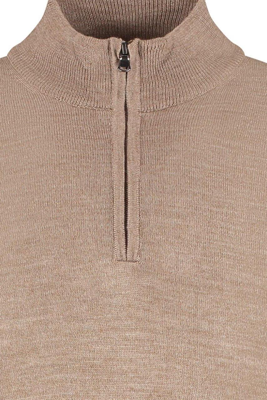 Halfzip merinoblend muskat