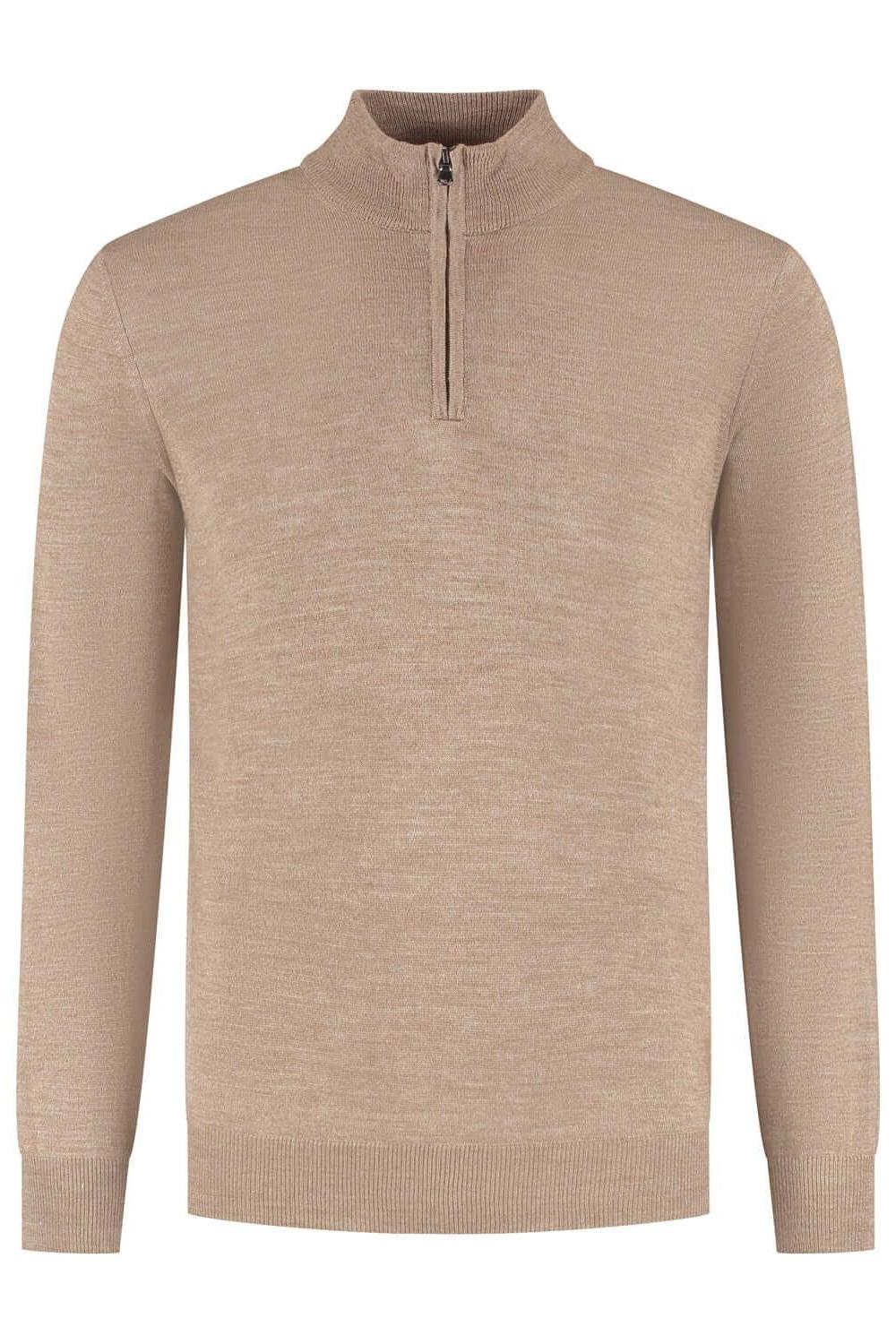 Halfzip merinoblend muskat