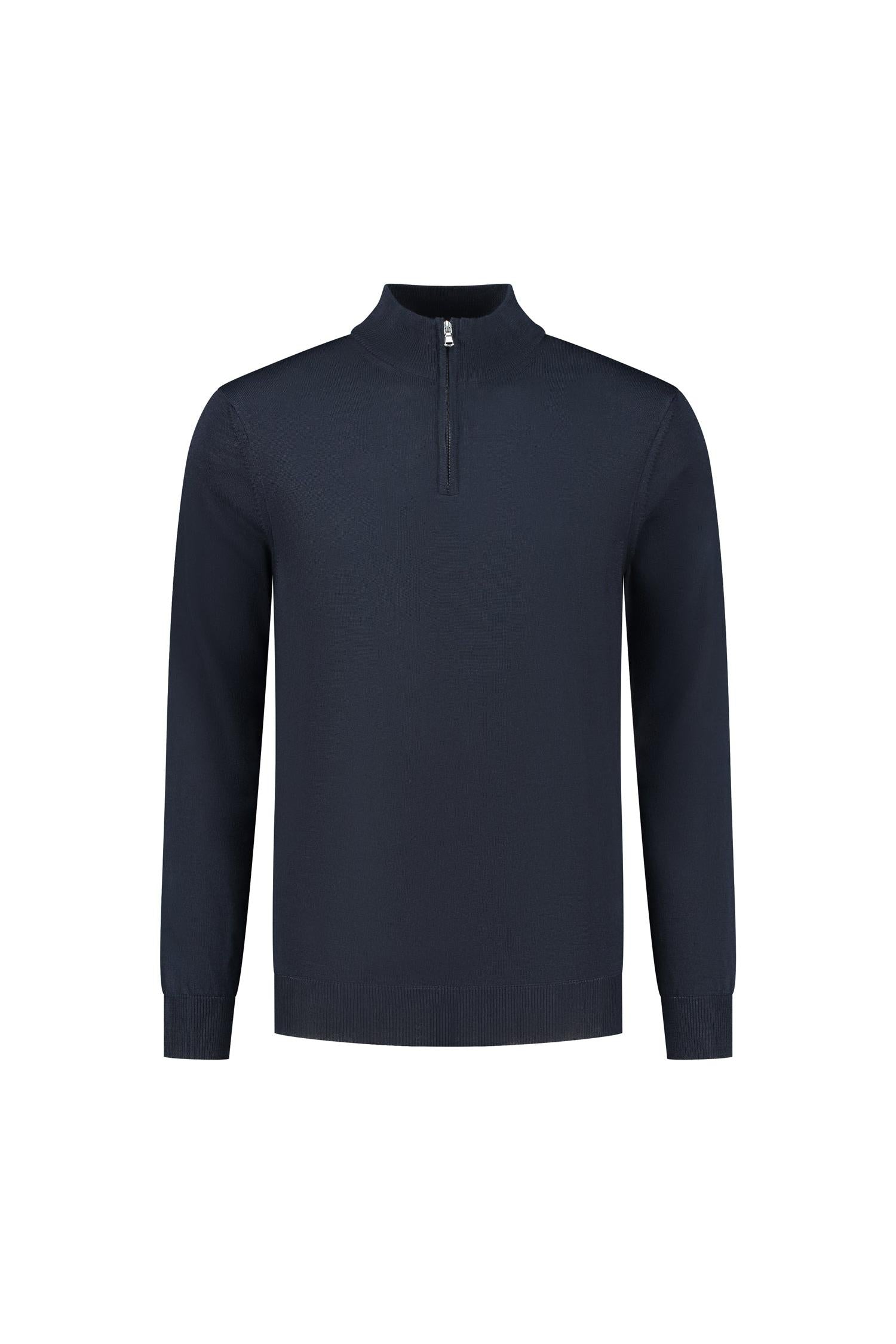 Halfzip merinoblend navy