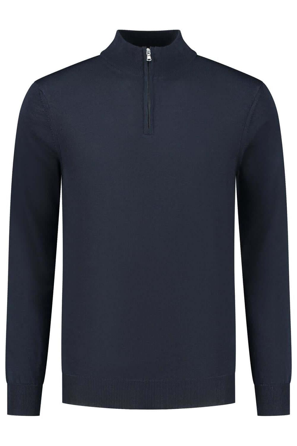 Halfzip merinoblend navy