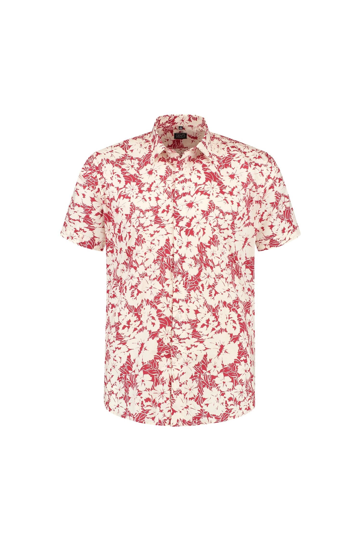 Korte mouw printbloem rood