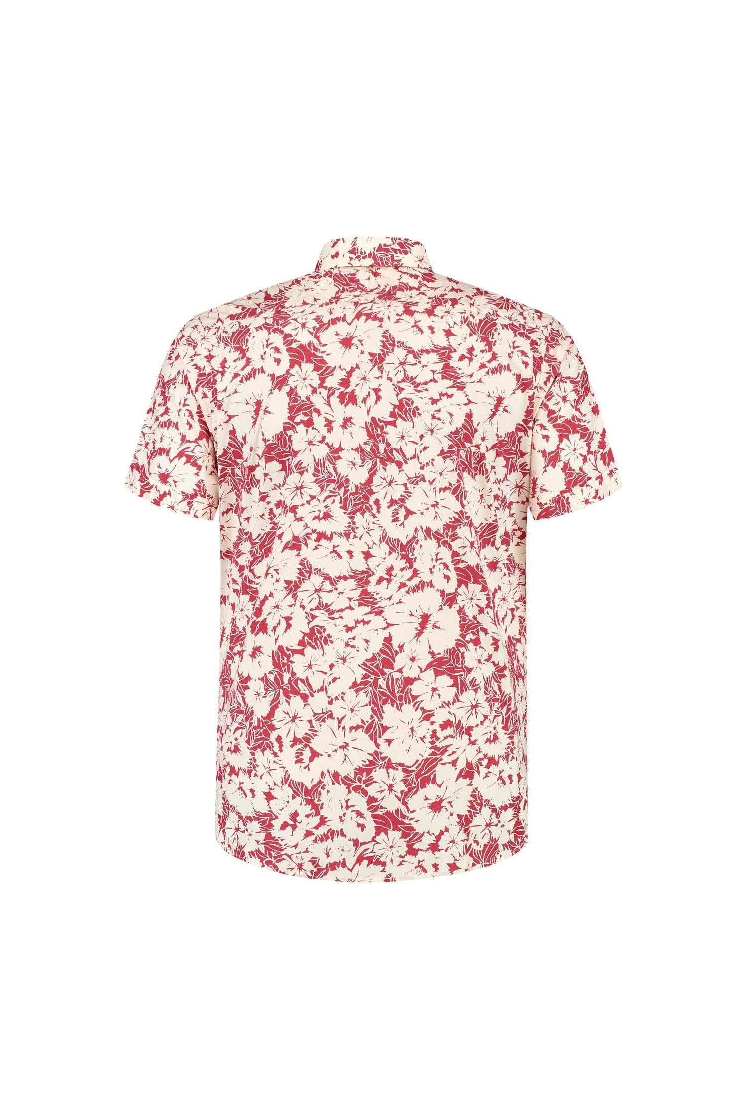Korte mouw printbloem rood