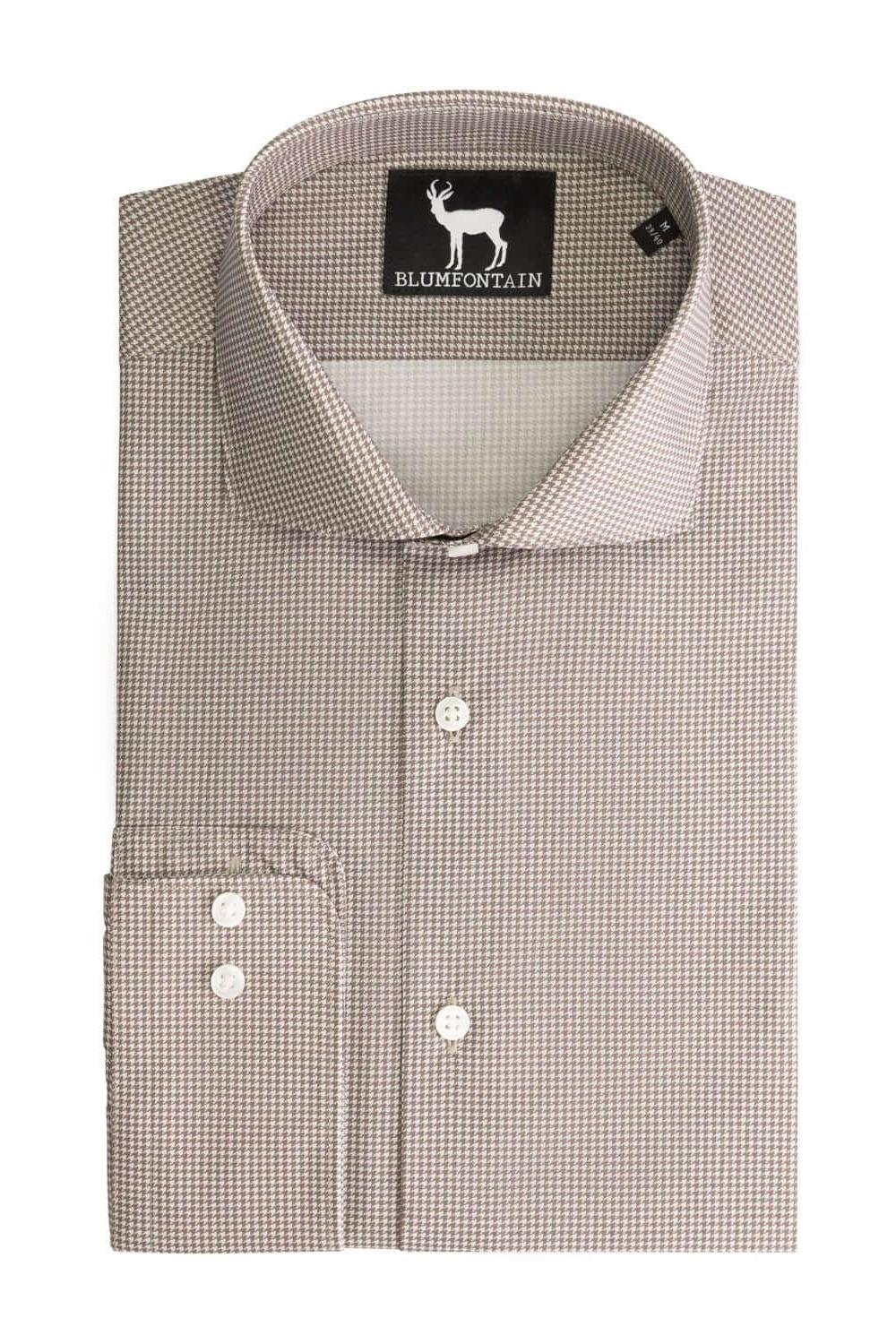 Overhemd Blumfontain pied-de-poule taupe