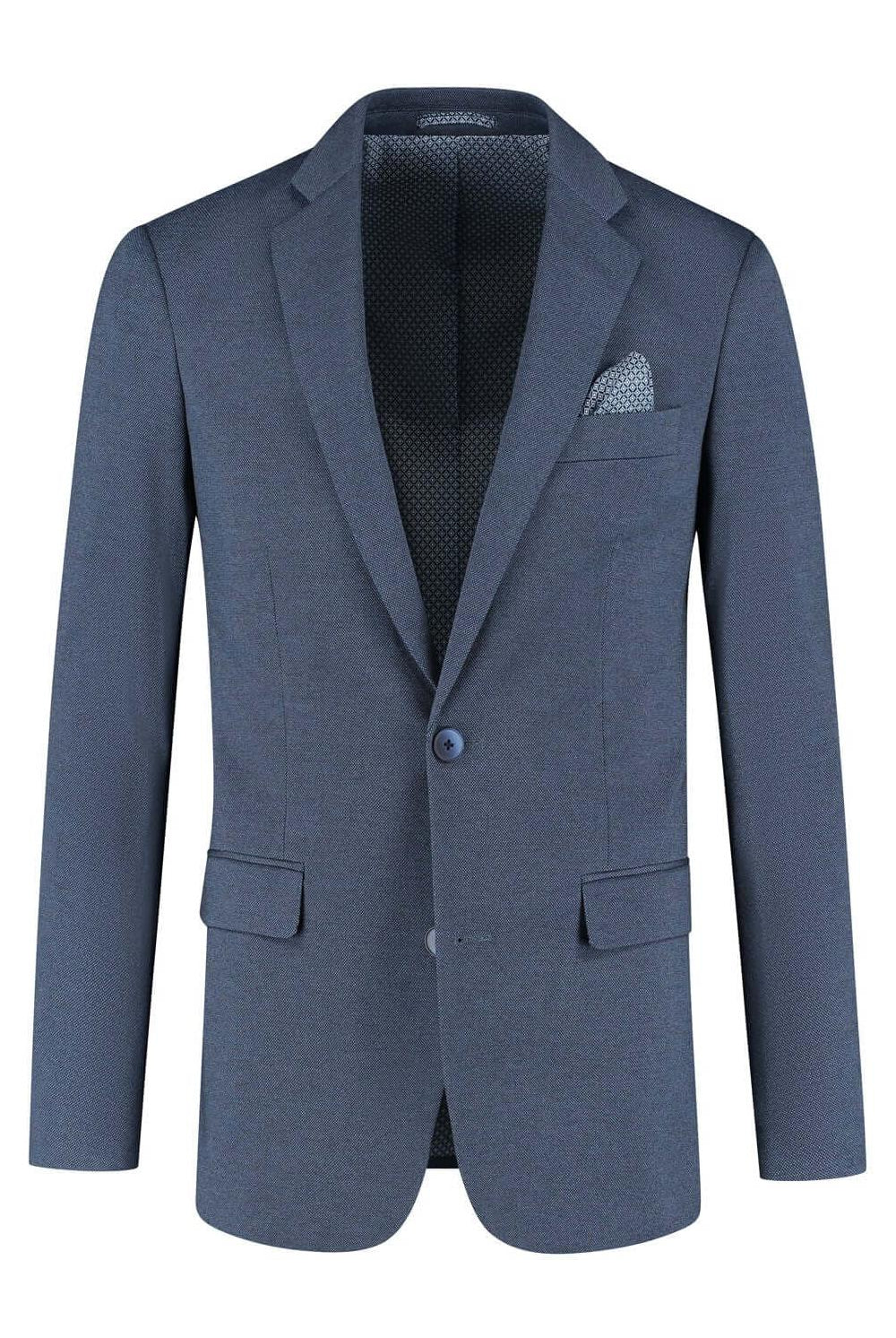 Pak Stretch Birdseye Blauw 2-delig