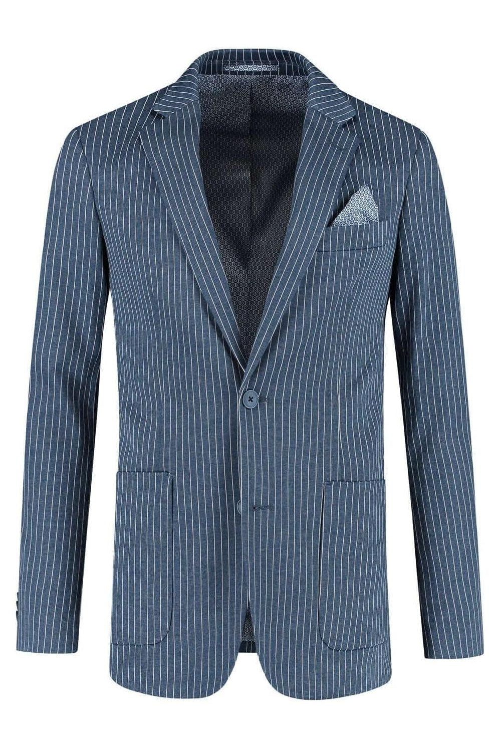 Pak krijtstreep denimblauw