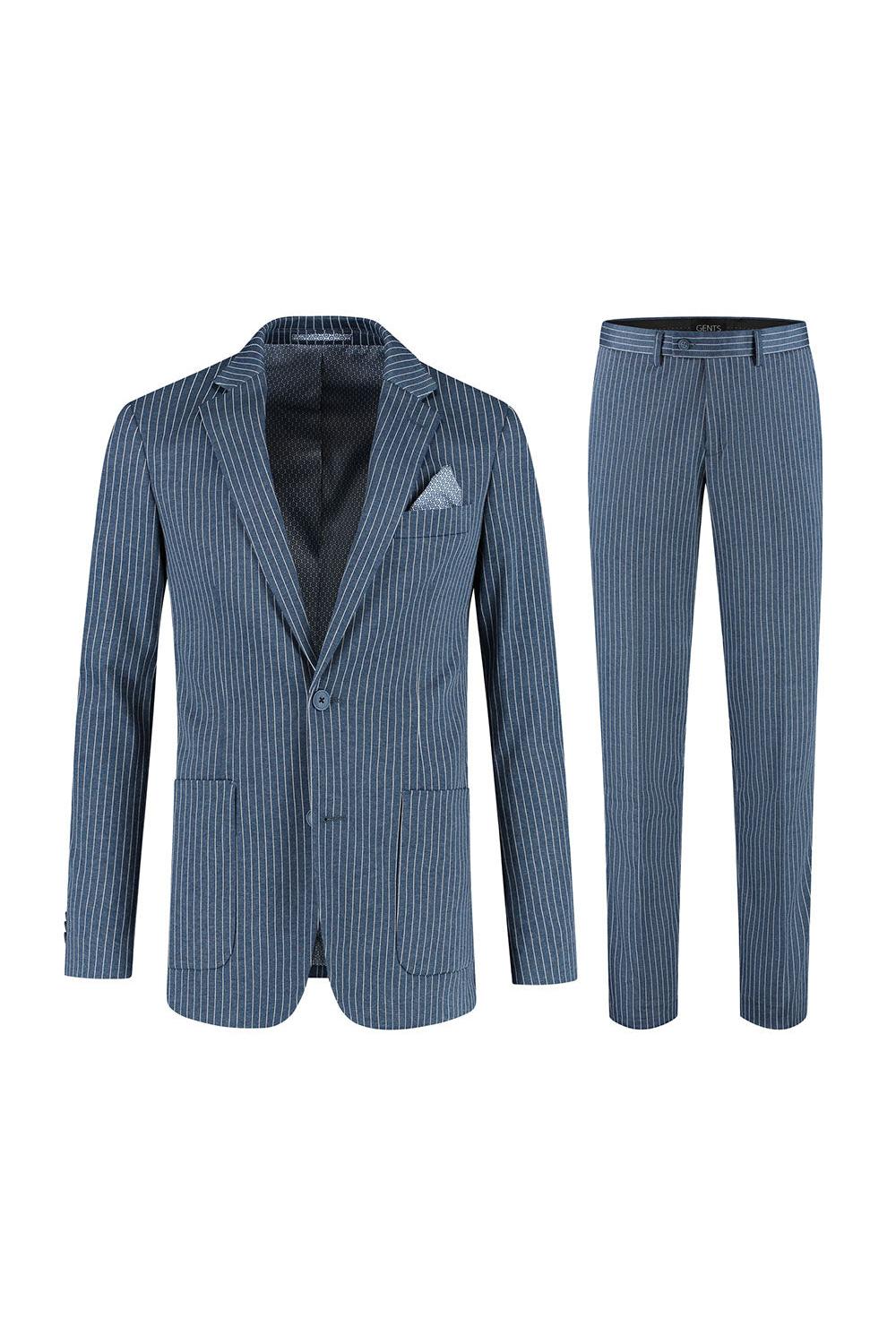 Pak krijtstreep denimblauw