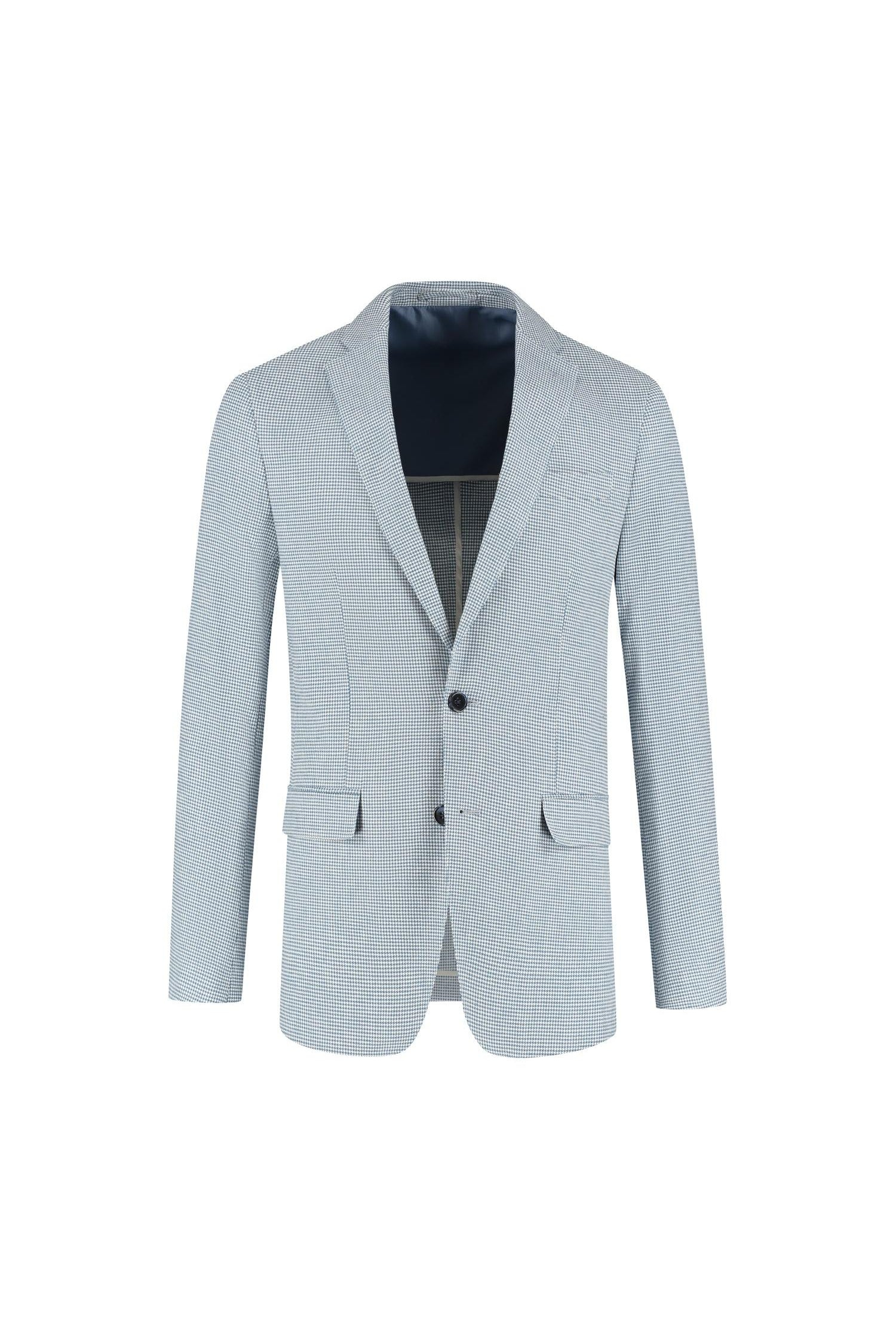 Pak pied-de-poule linnen-katoen blauw