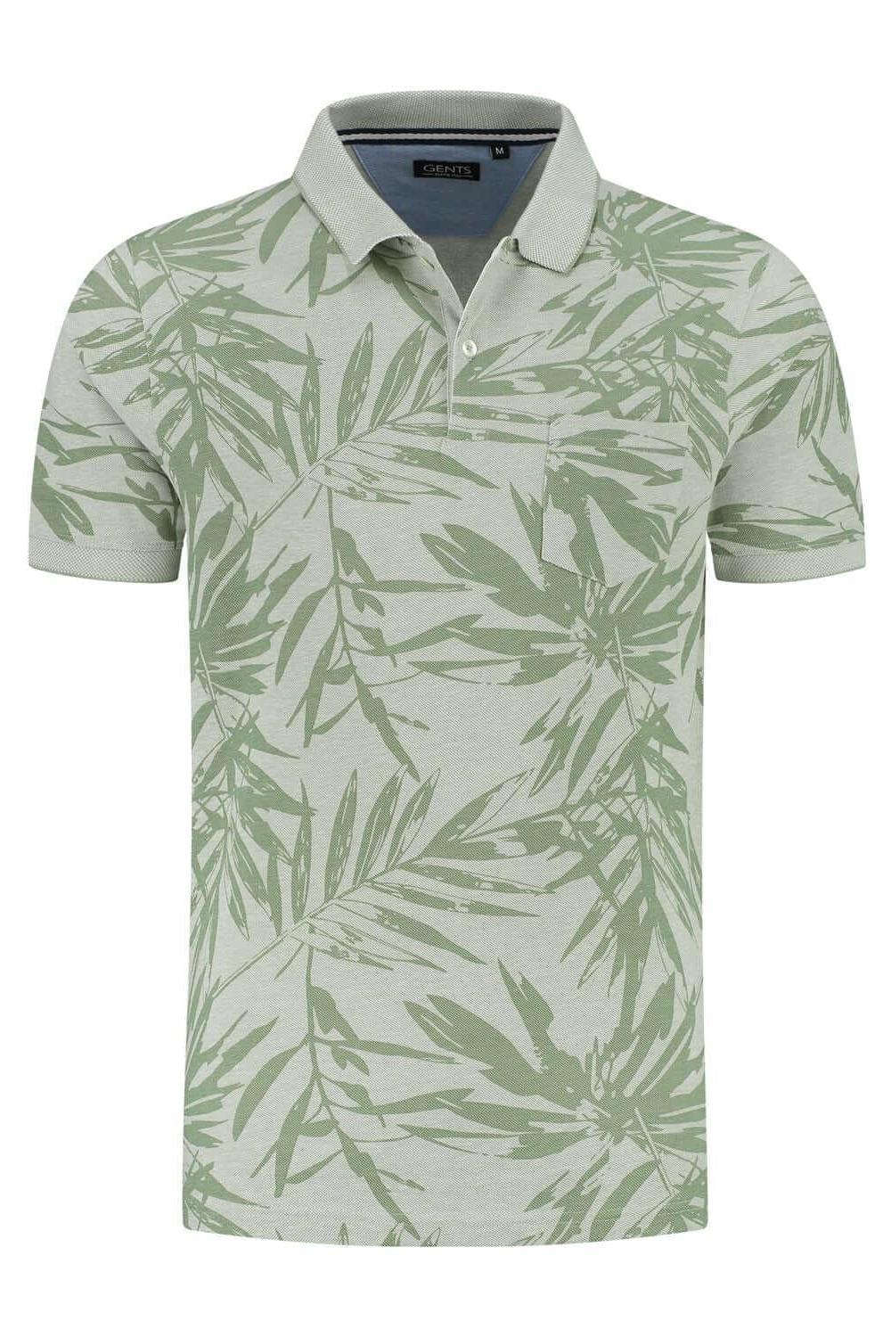 Polo bladprint mosgroen