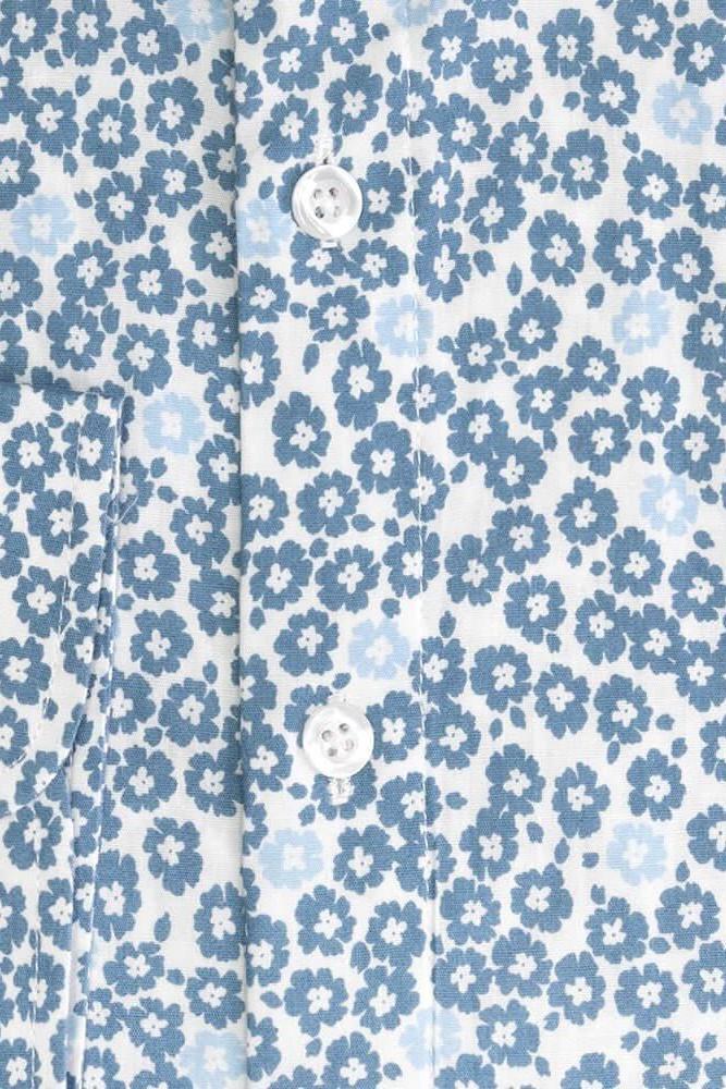 Print bloemetje grijs-blauw