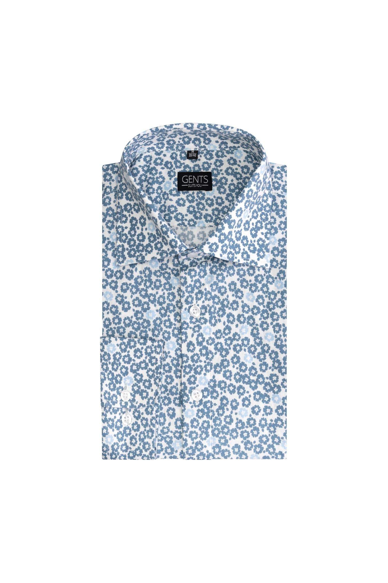 Print bloemetje grijs-blauw