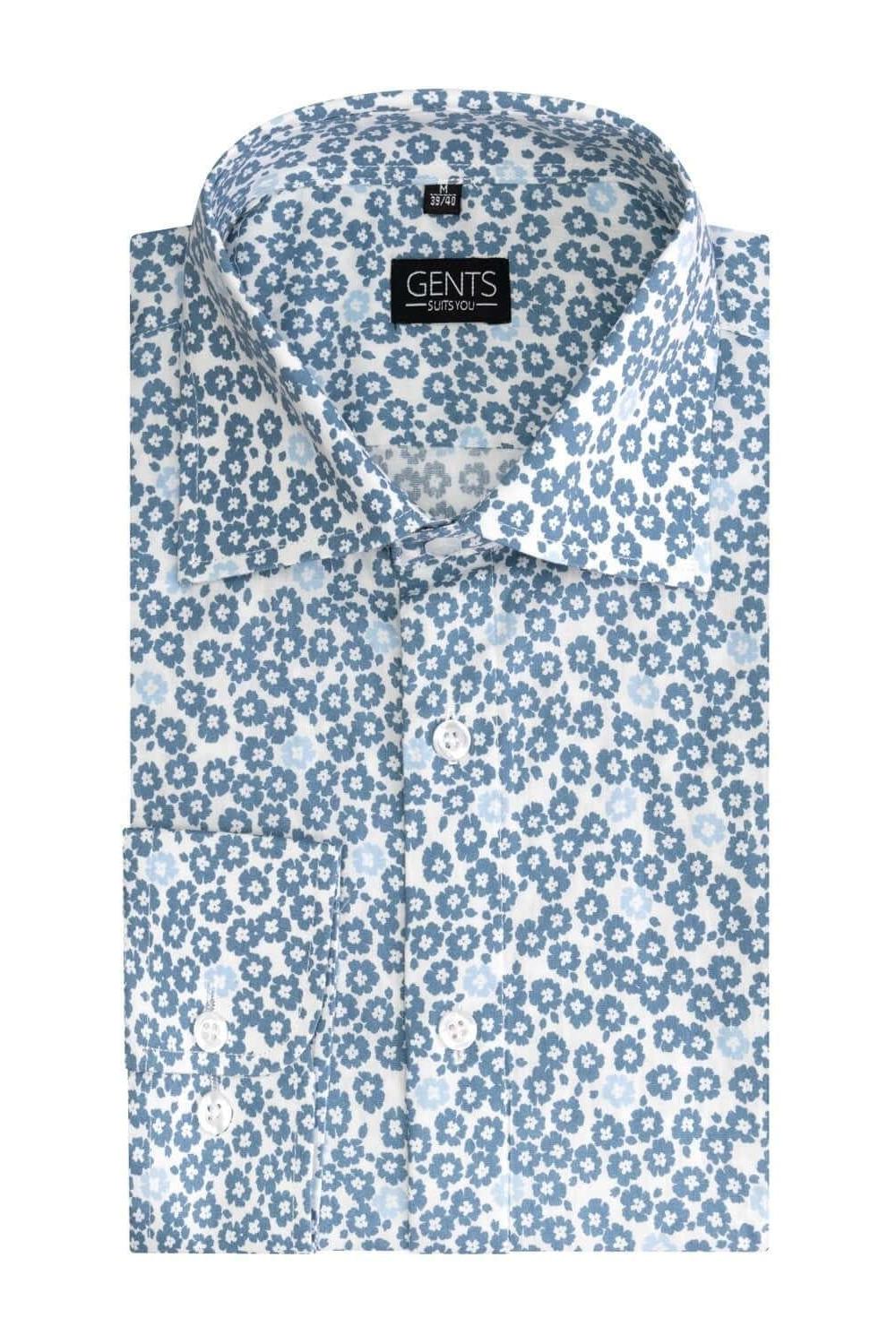 Print bloemetje grijs-blauw