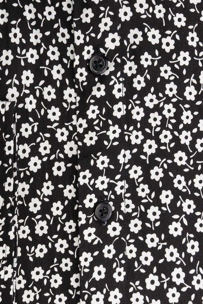 Print bloemetje zwart-wit