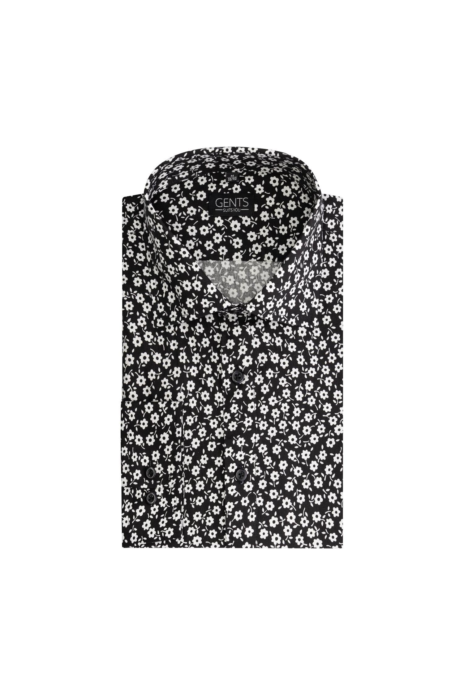 Print bloemetje zwart-wit