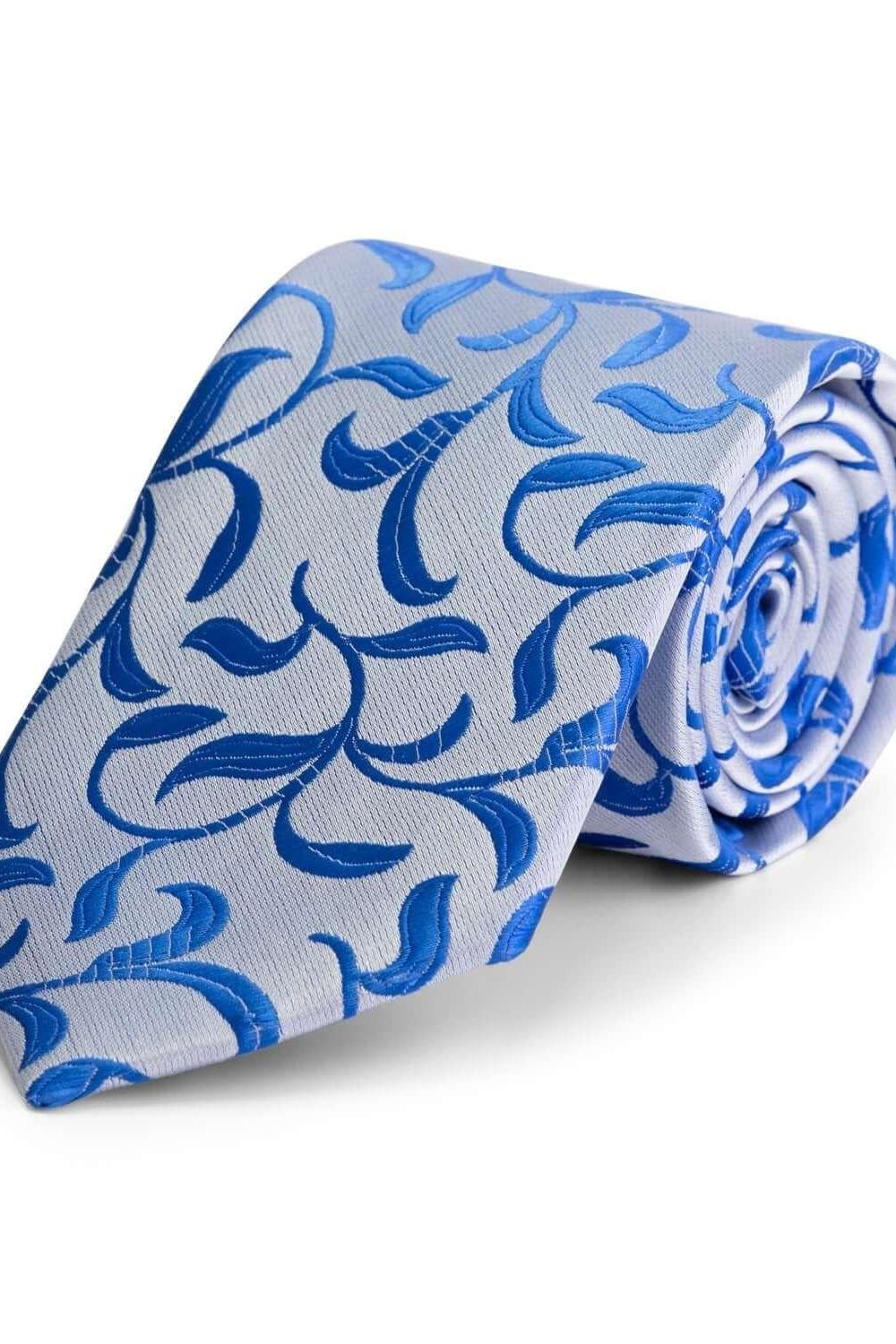 Set stropdas pochet zilver blauw