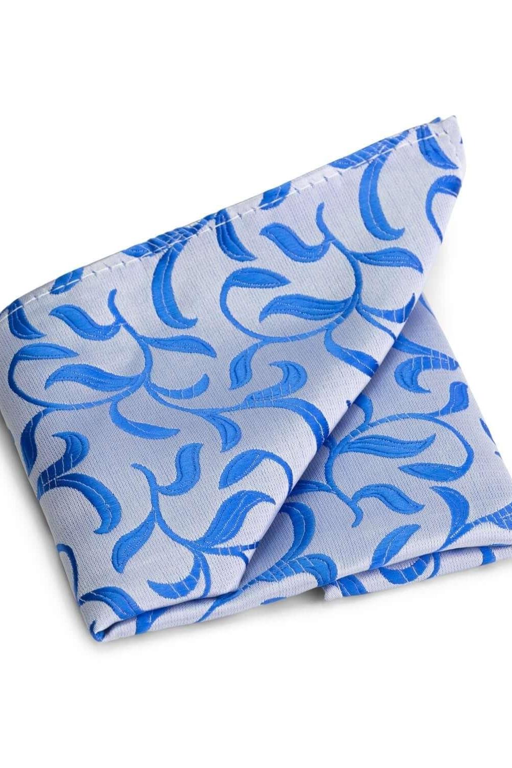 Set stropdas pochet zilver blauw