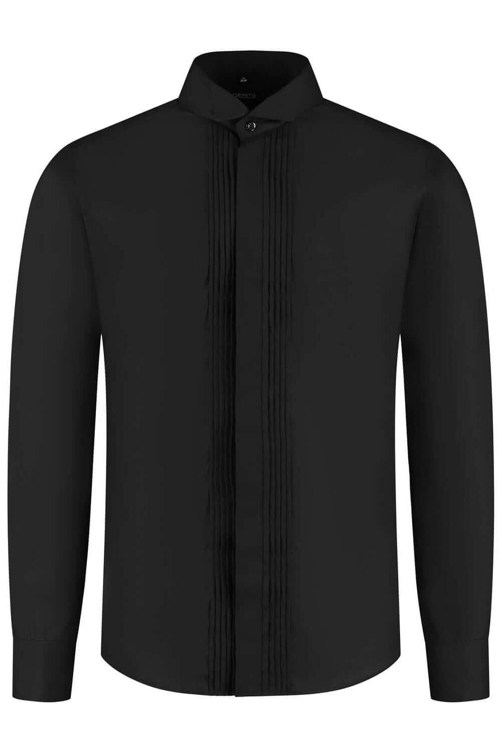 Smoking overhemd zwart plisse