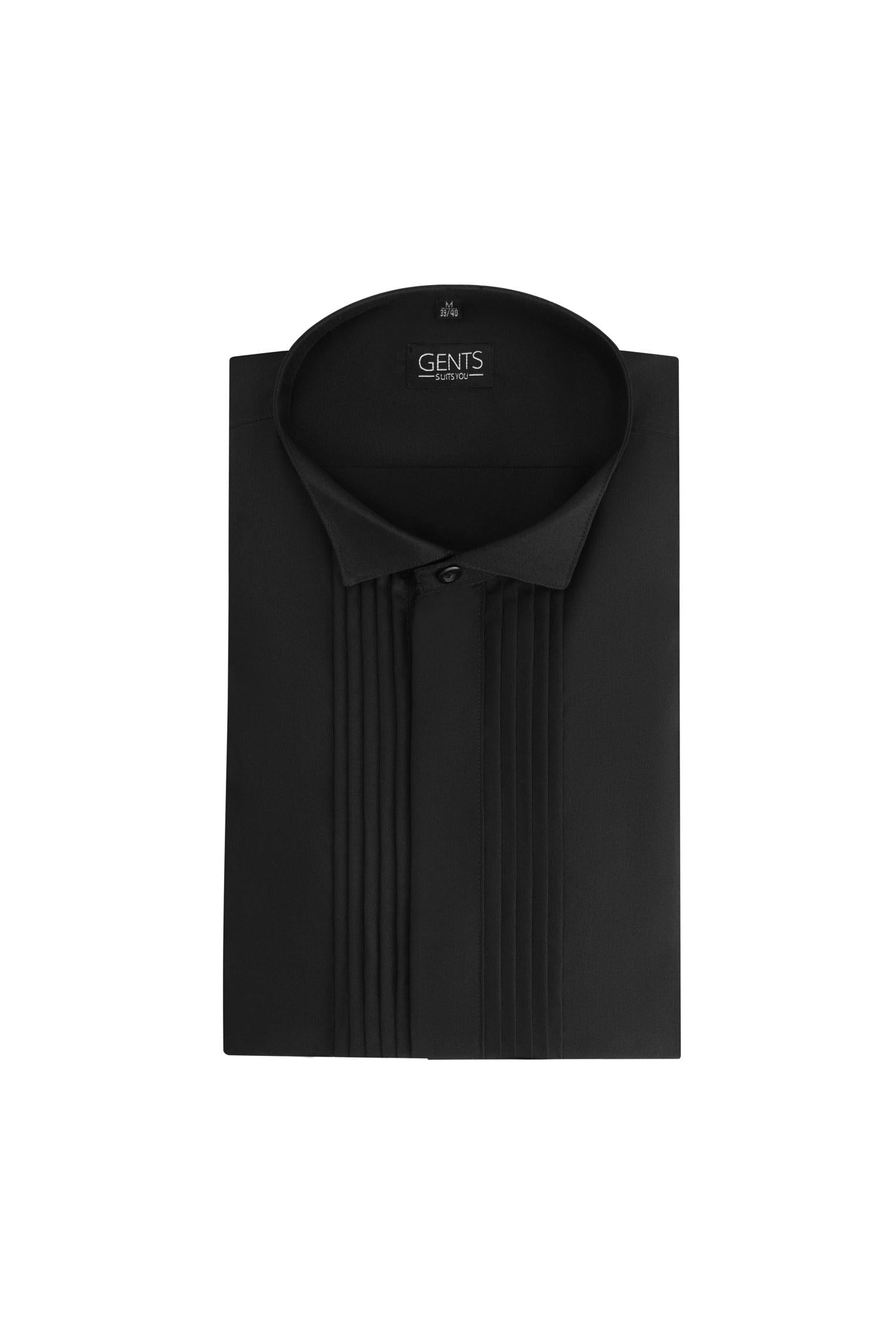 Smoking overhemd zwart plisse