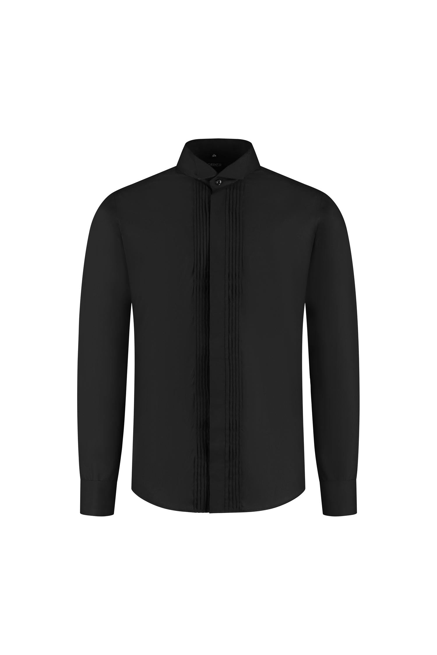 Smoking overhemd zwart plisse