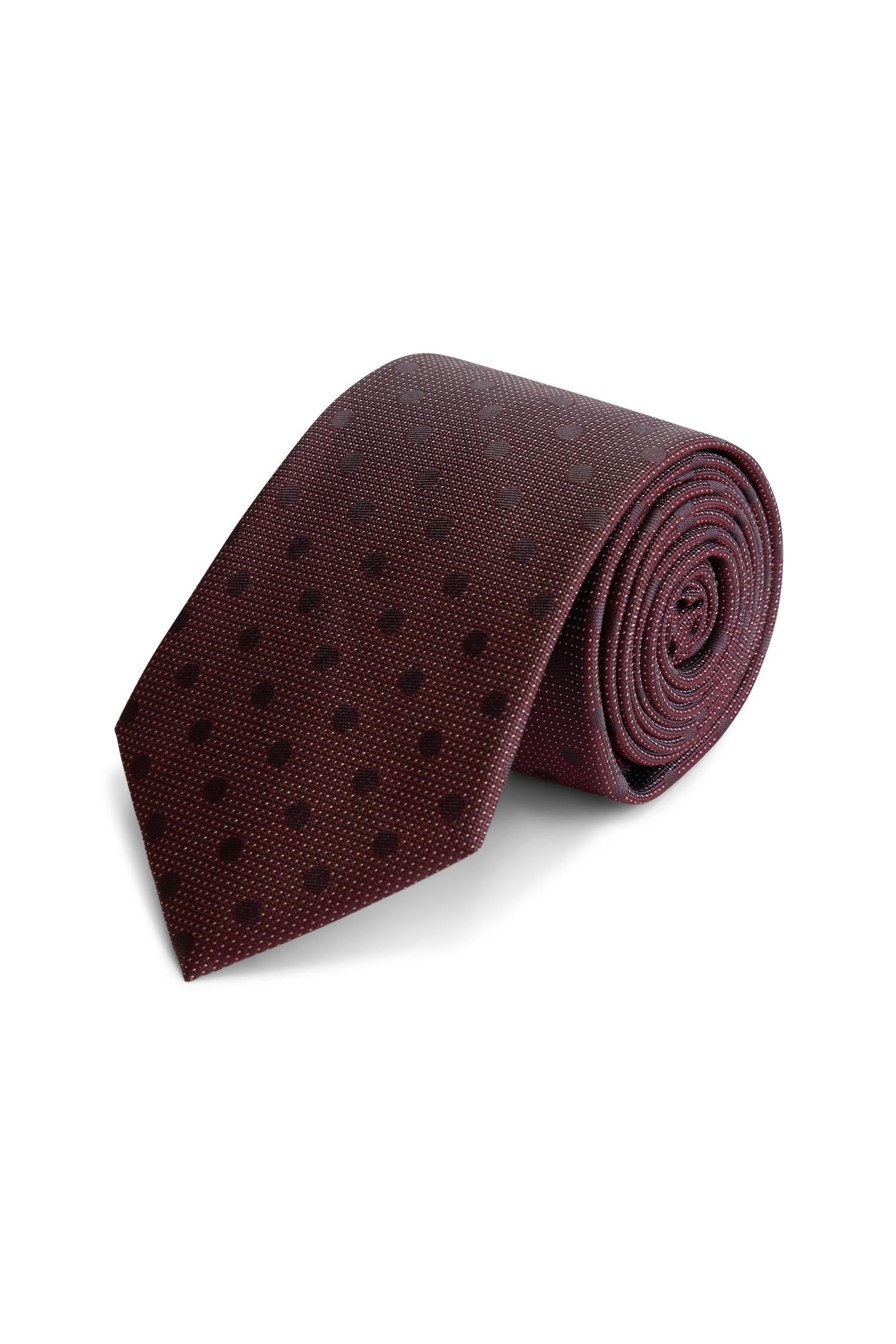 Stropdas zijde bordeaux met stip