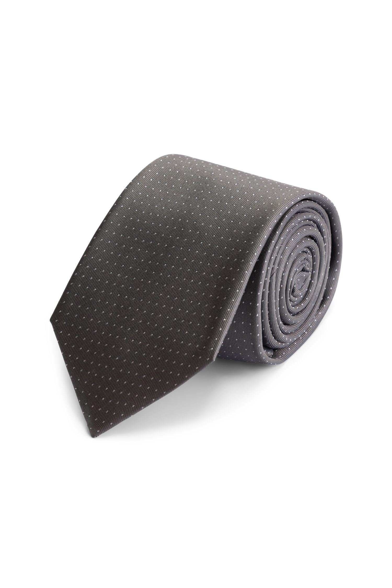 Stropdas zijde grijs met stip