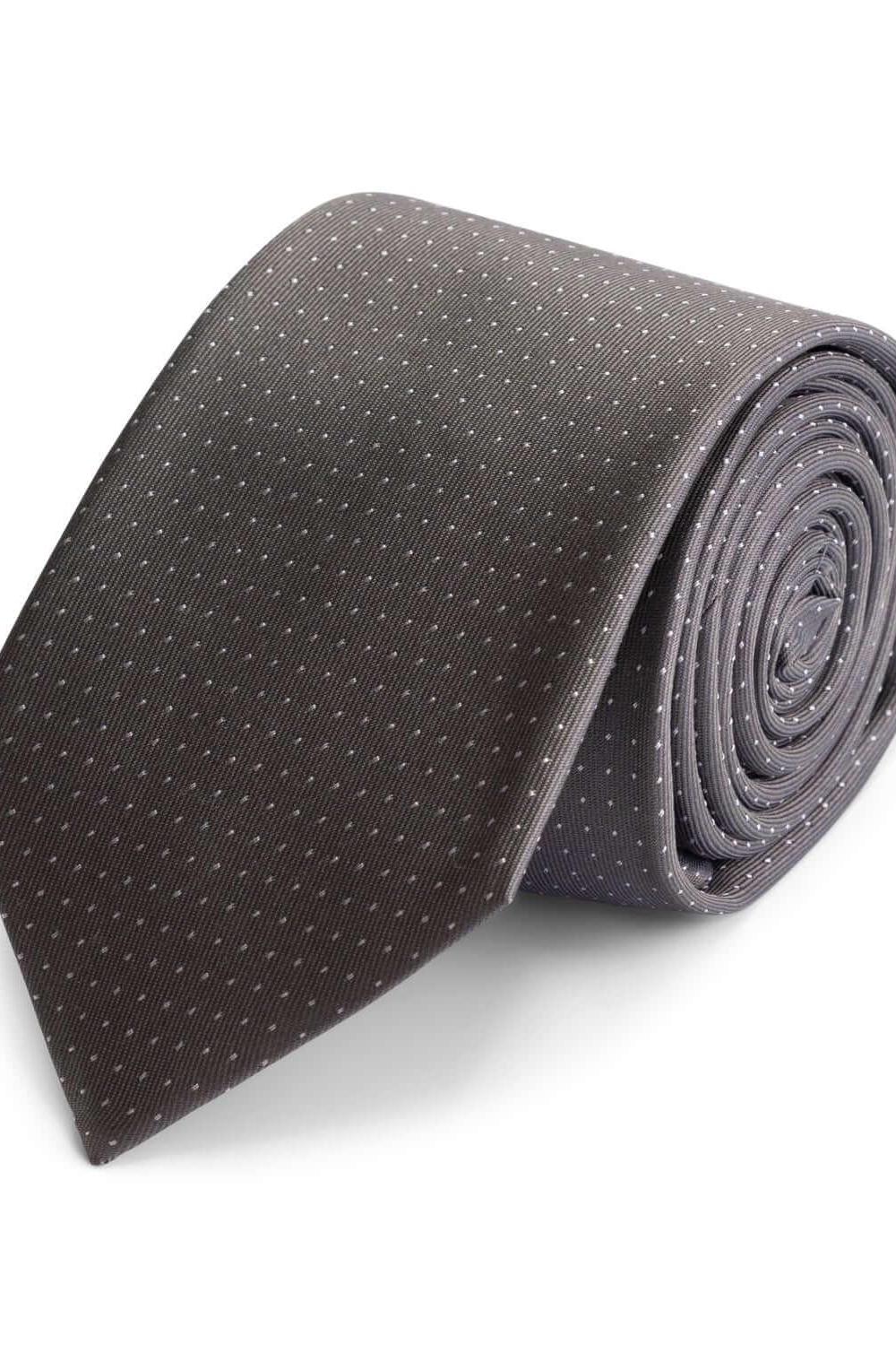 Stropdas zijde grijs met stip