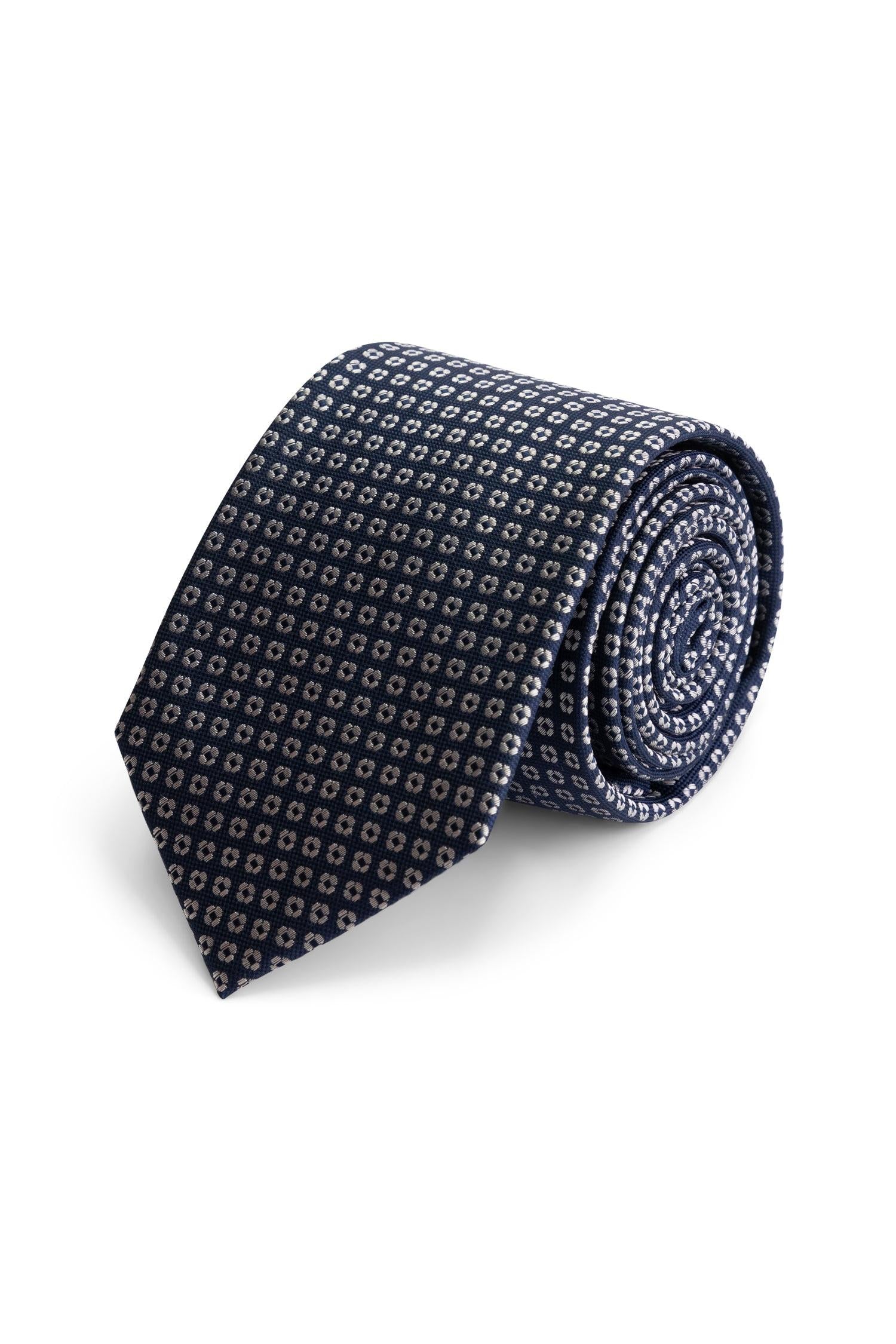 Stropdas zijde navy met vierkant