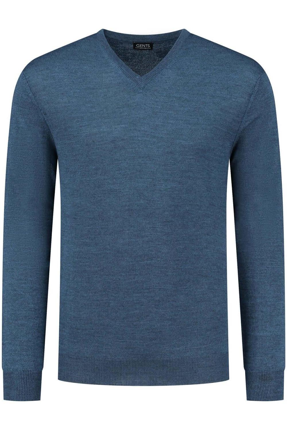 V-neck merinoblend blauw