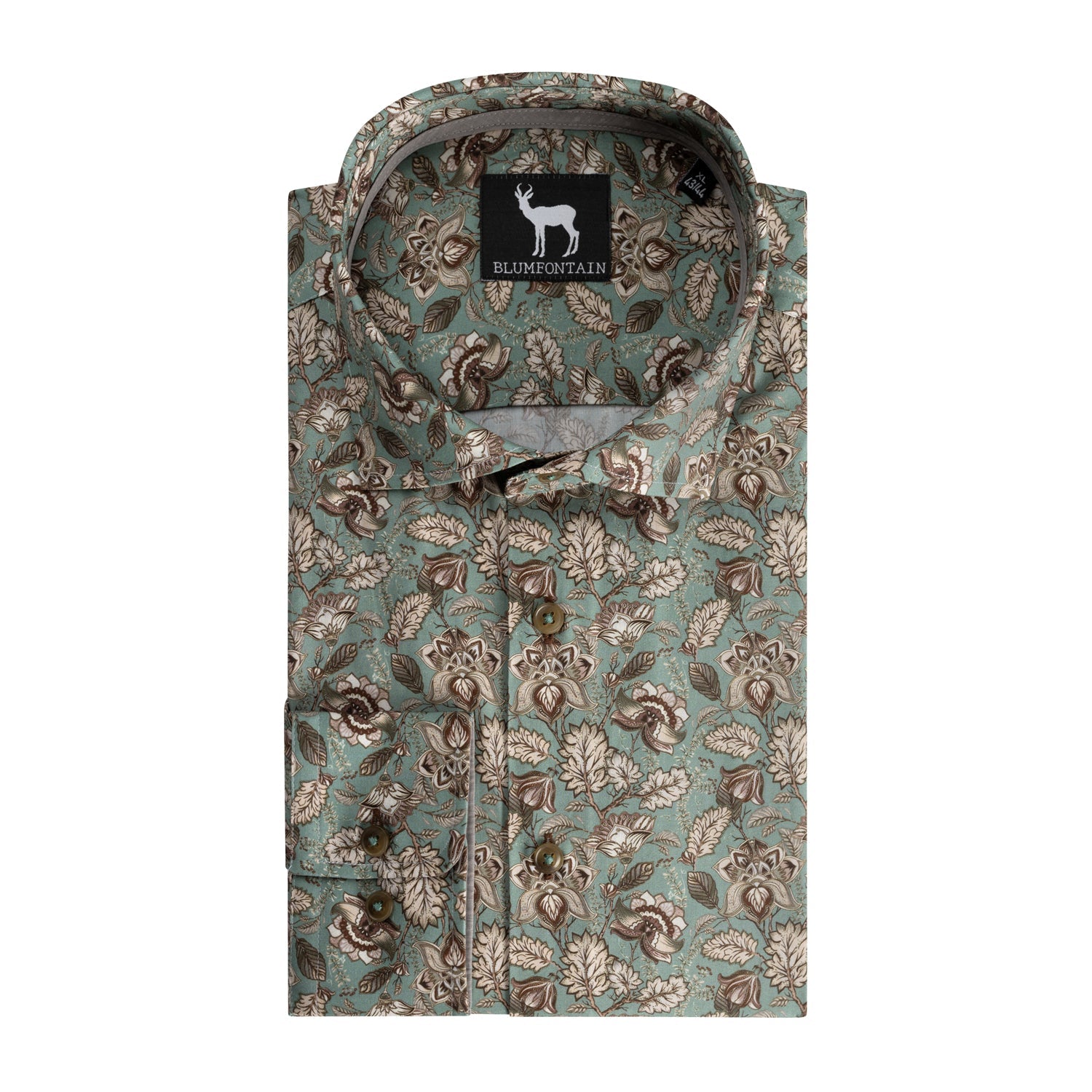 bloemprint groenbruin - Gents