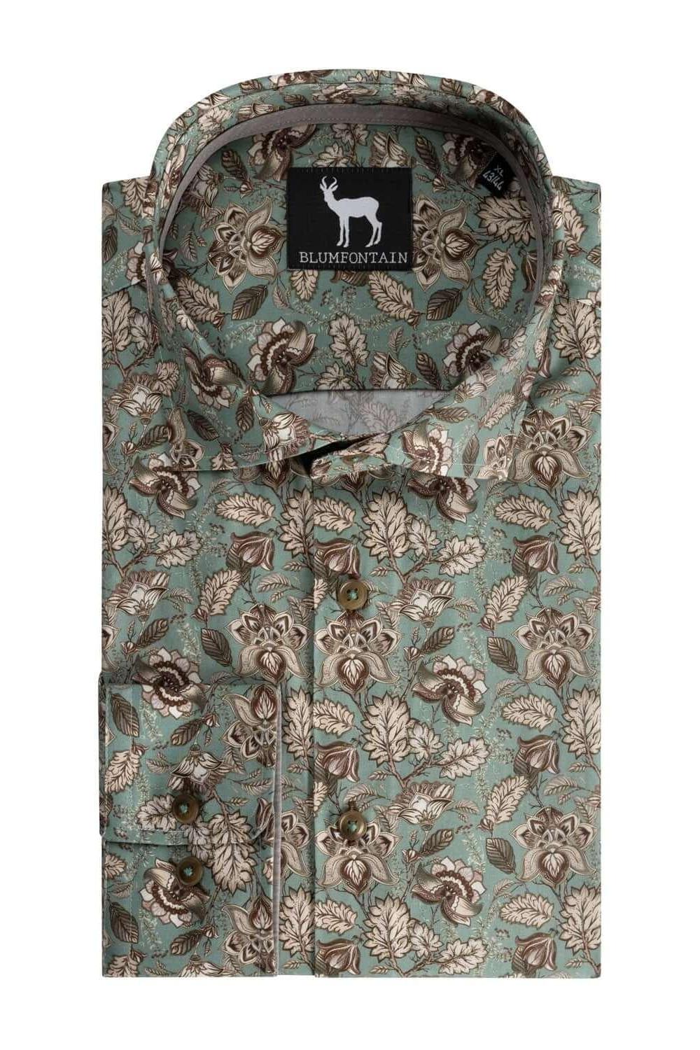 bloemprint groenbruin - Gents