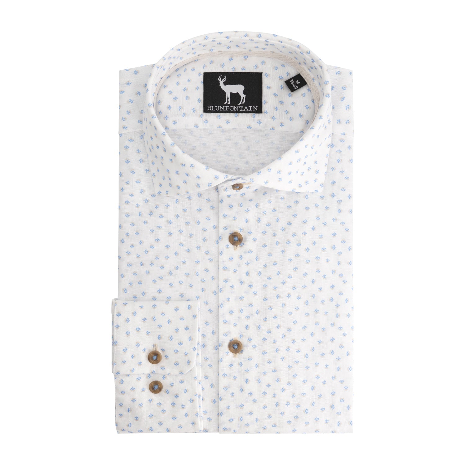 Blumfontain bloemprint beige - blauw - Gents
