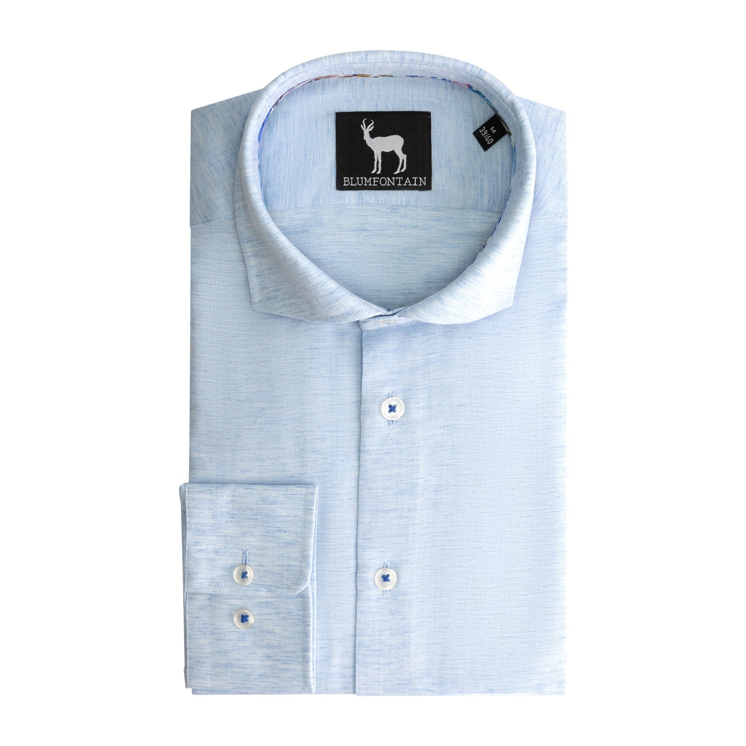 Blumfontain linnenprint uni lichtblauw - Gents