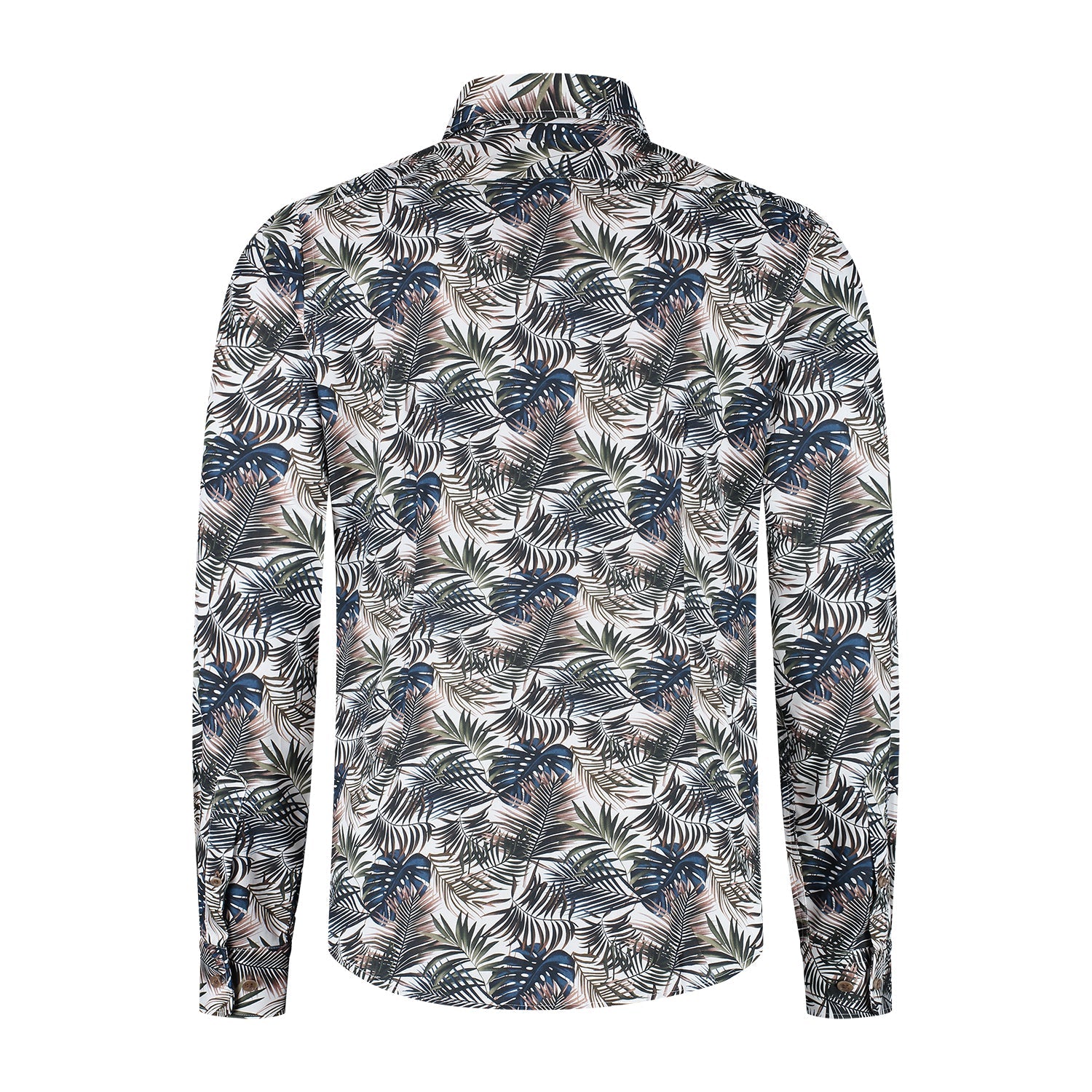 Blumfontain print palmblad groen - bruin - Gents