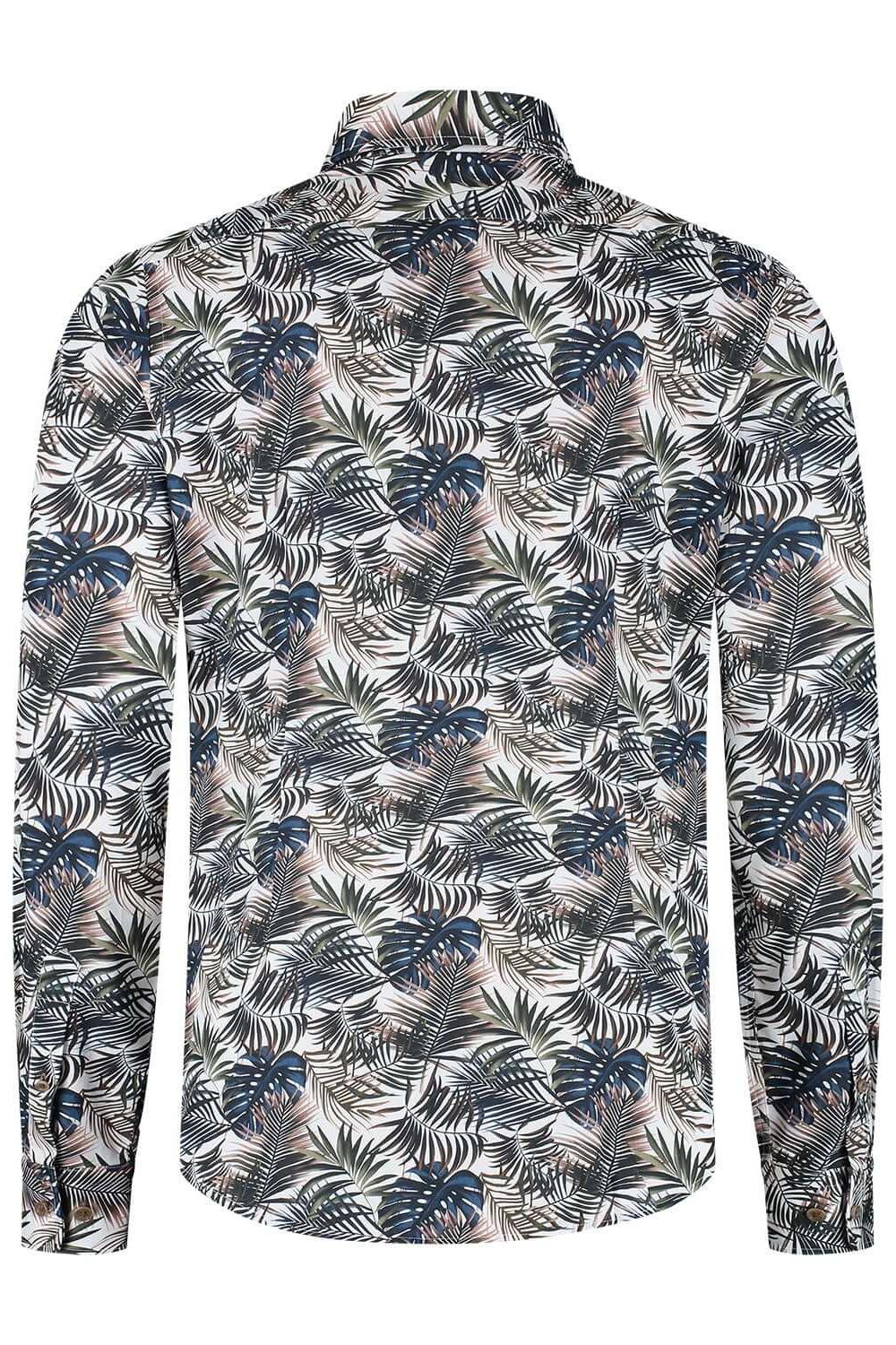 Blumfontain print palmblad groen - bruin - Gents