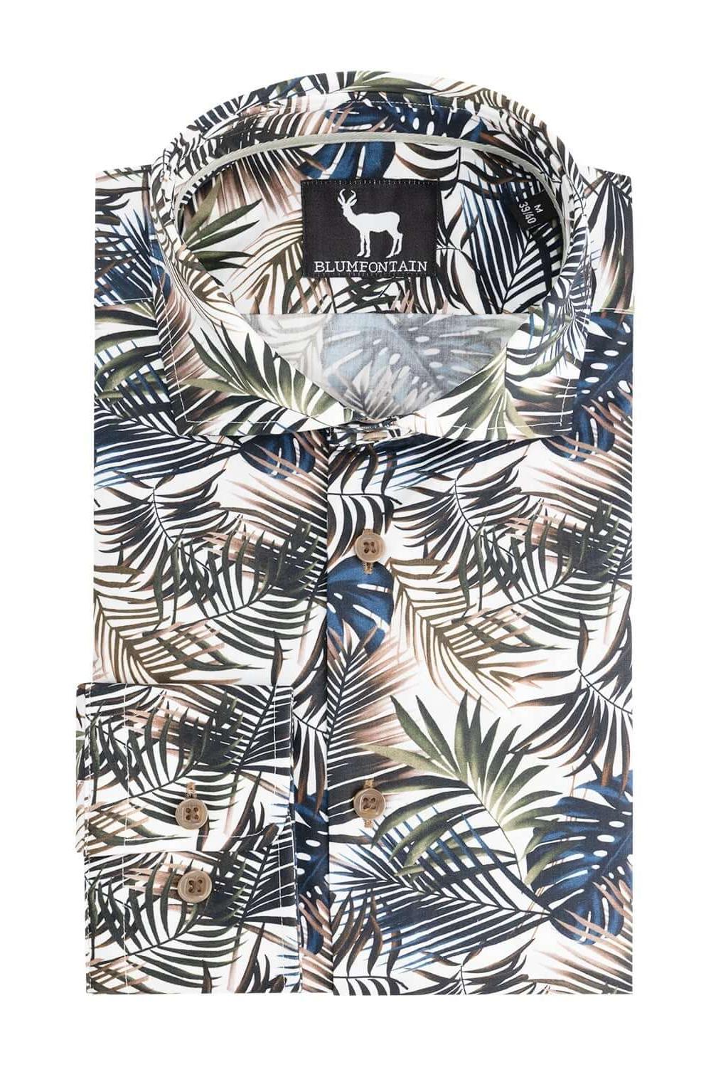 Blumfontain print palmblad groen - bruin - Gents