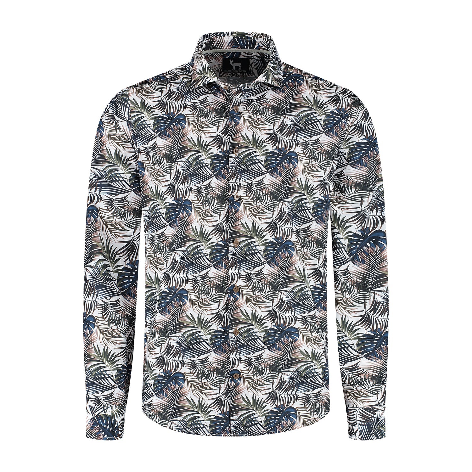Blumfontain print palmblad groen - bruin - Gents