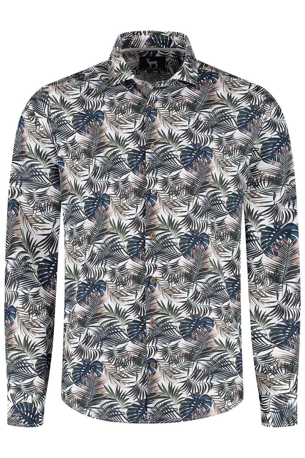 Blumfontain print palmblad groen - bruin - Gents