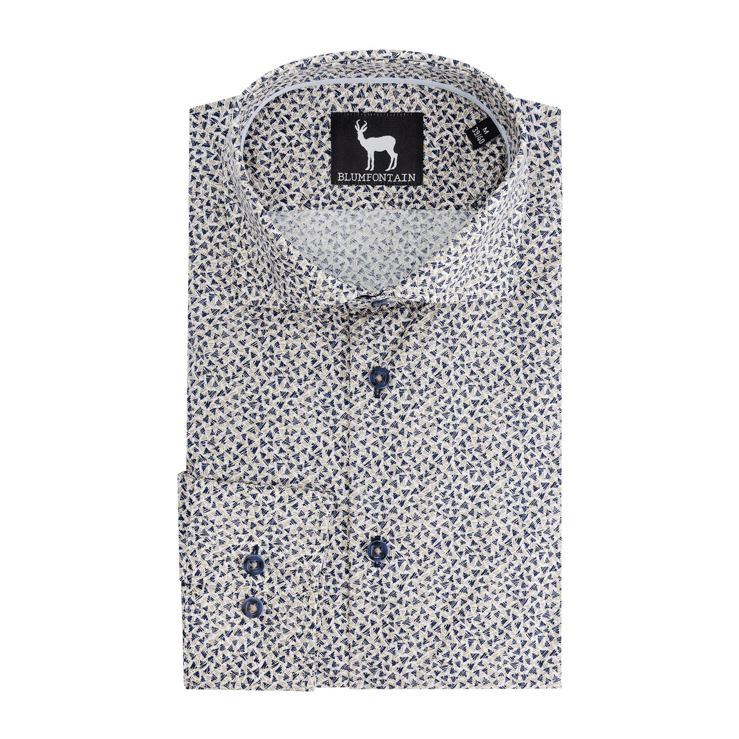 Blumfontain triangel print beige - navy - Gents