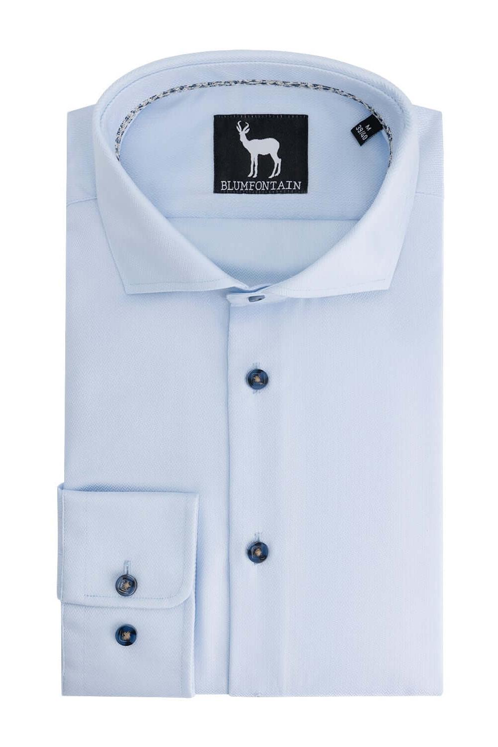 Blumfontain uni visgraat lichtblauw - Gents