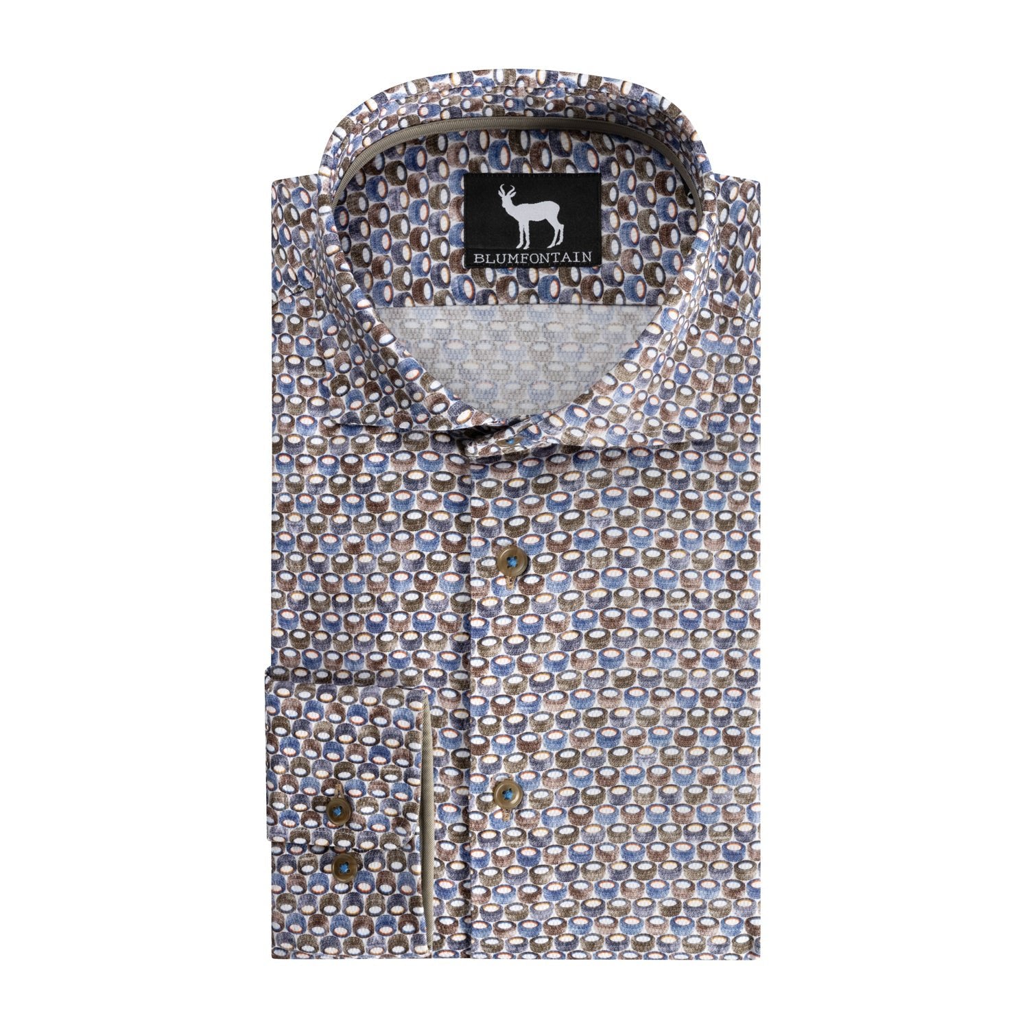 cirkelprint blauwbruin - Gents