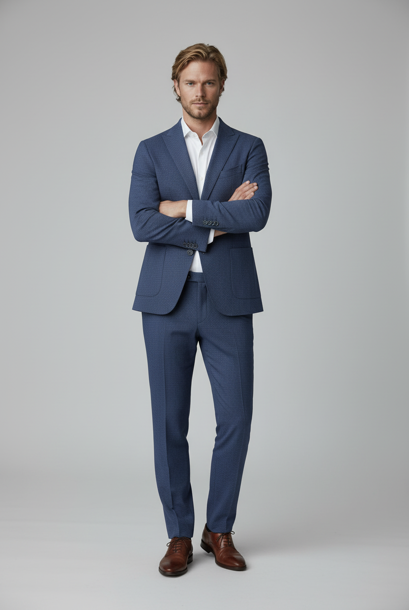 pak bi-stretch blauw 2-delig