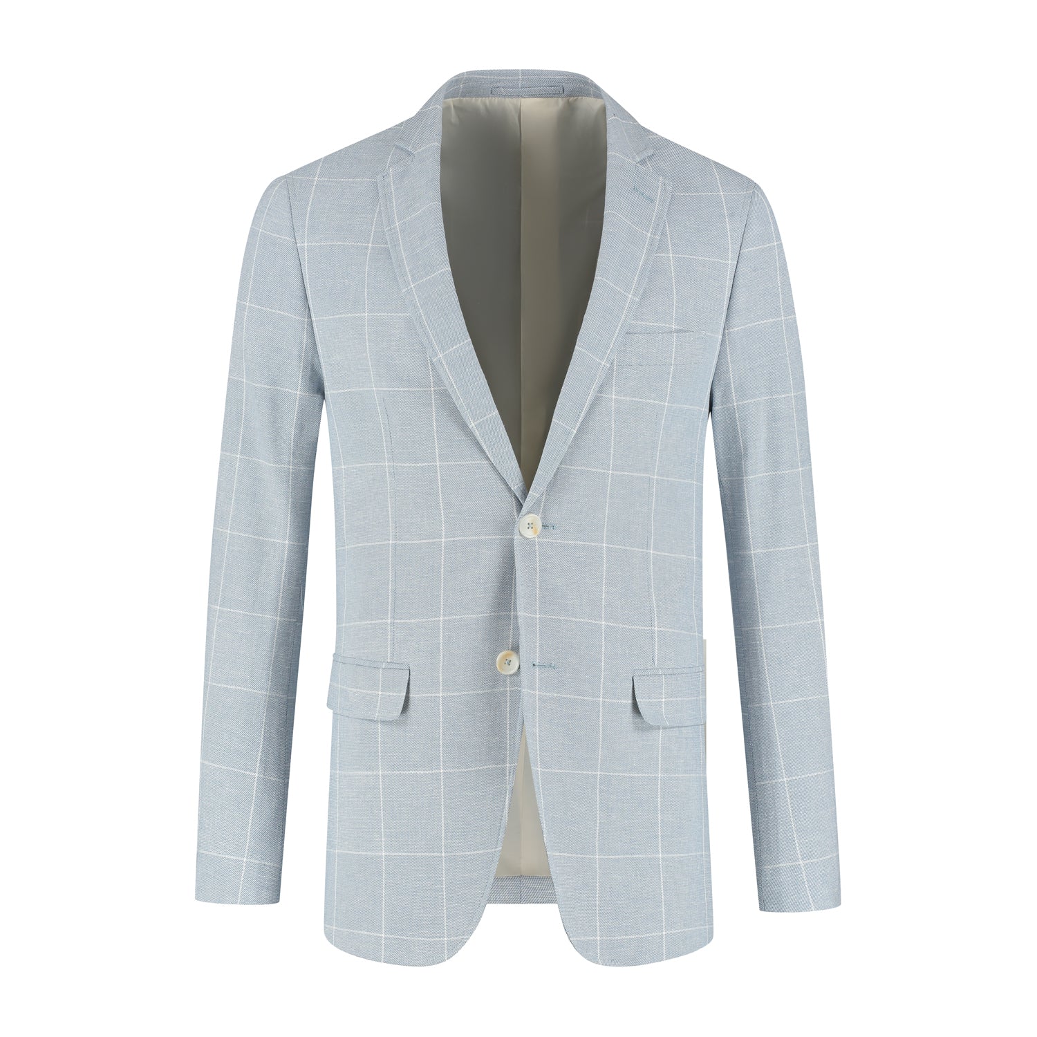 Colbert ruit katoen - linnen lichtblauw - Gents