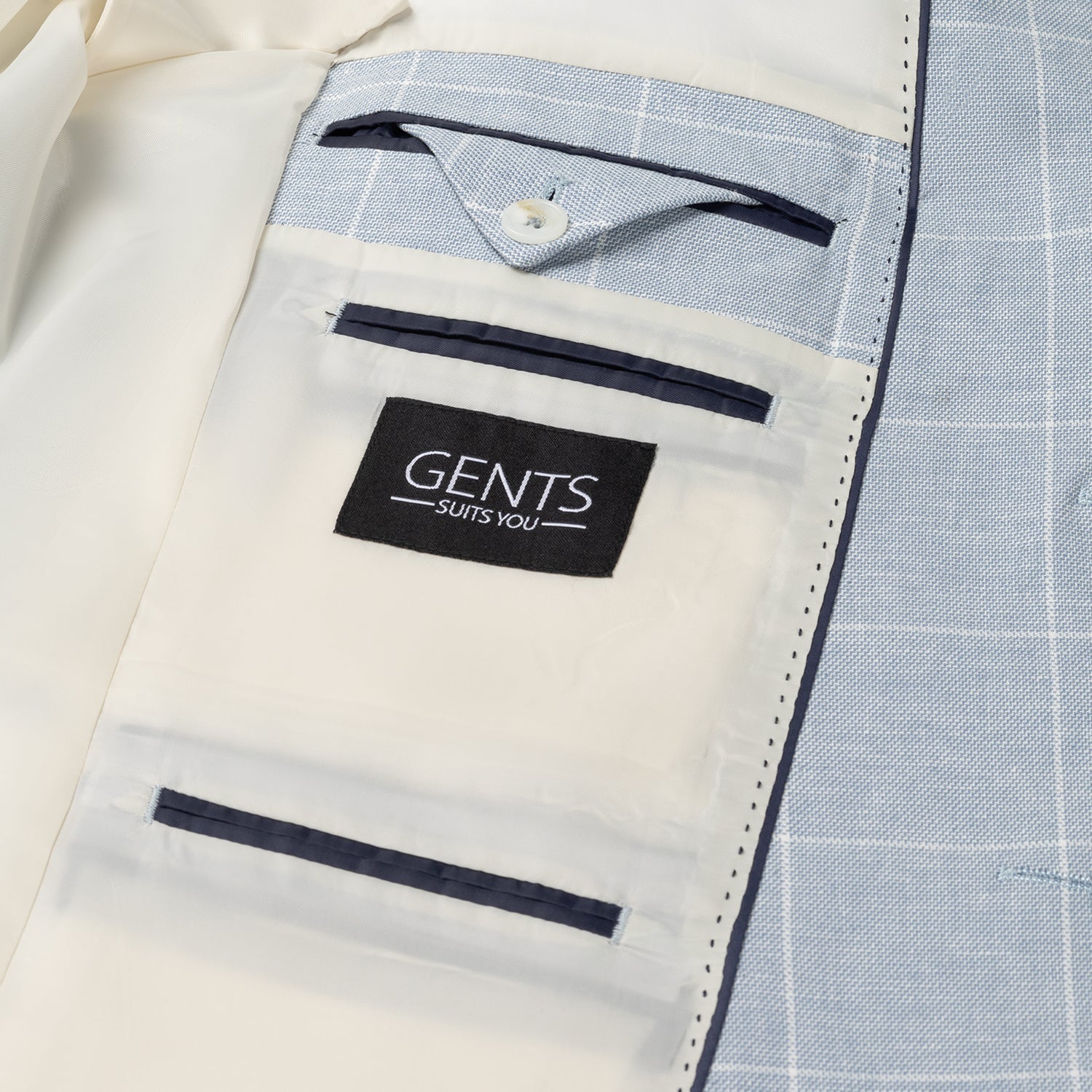 Colbert ruit katoen - linnen lichtblauw - Gents