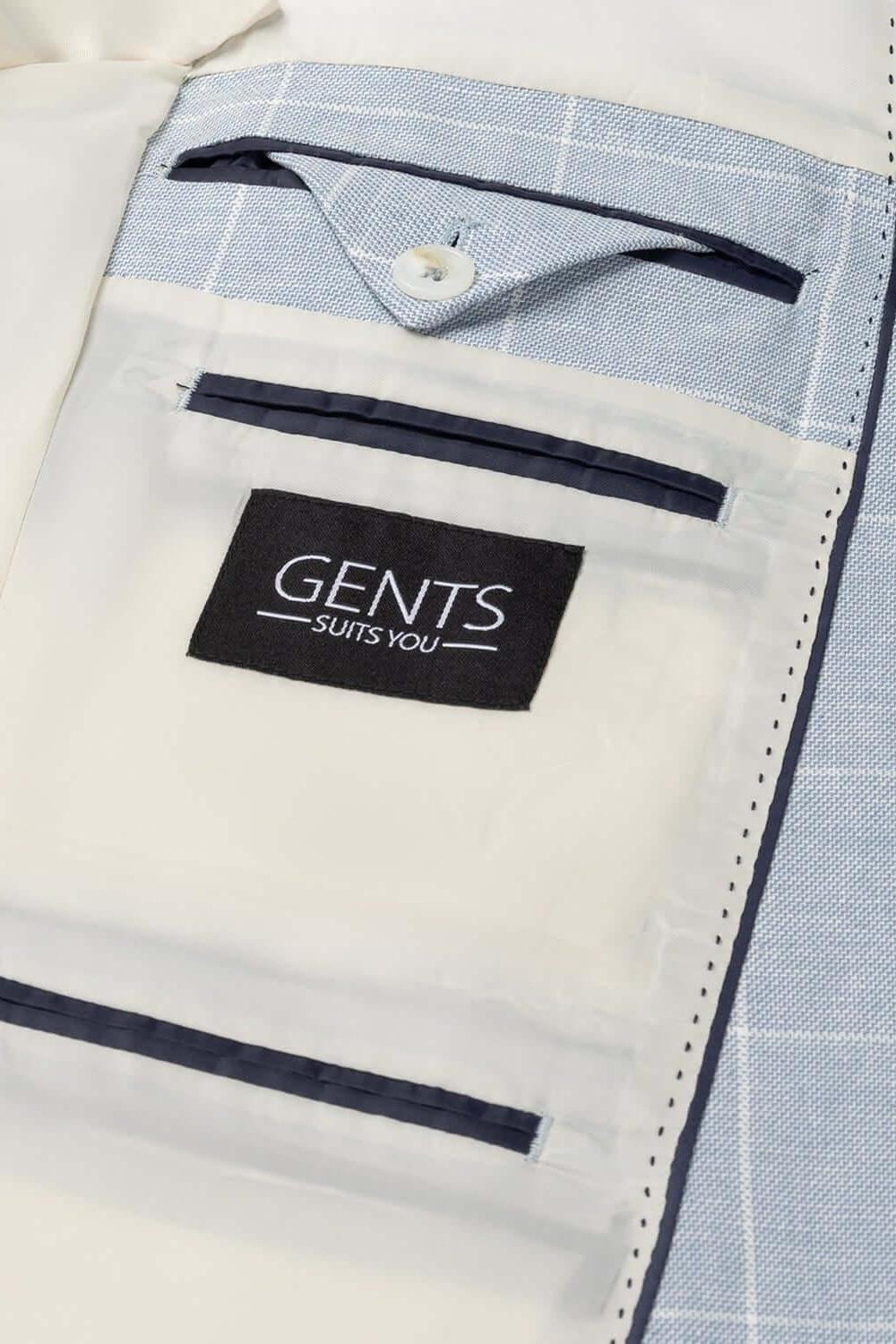 Colbert ruit katoen - linnen lichtblauw - Gents