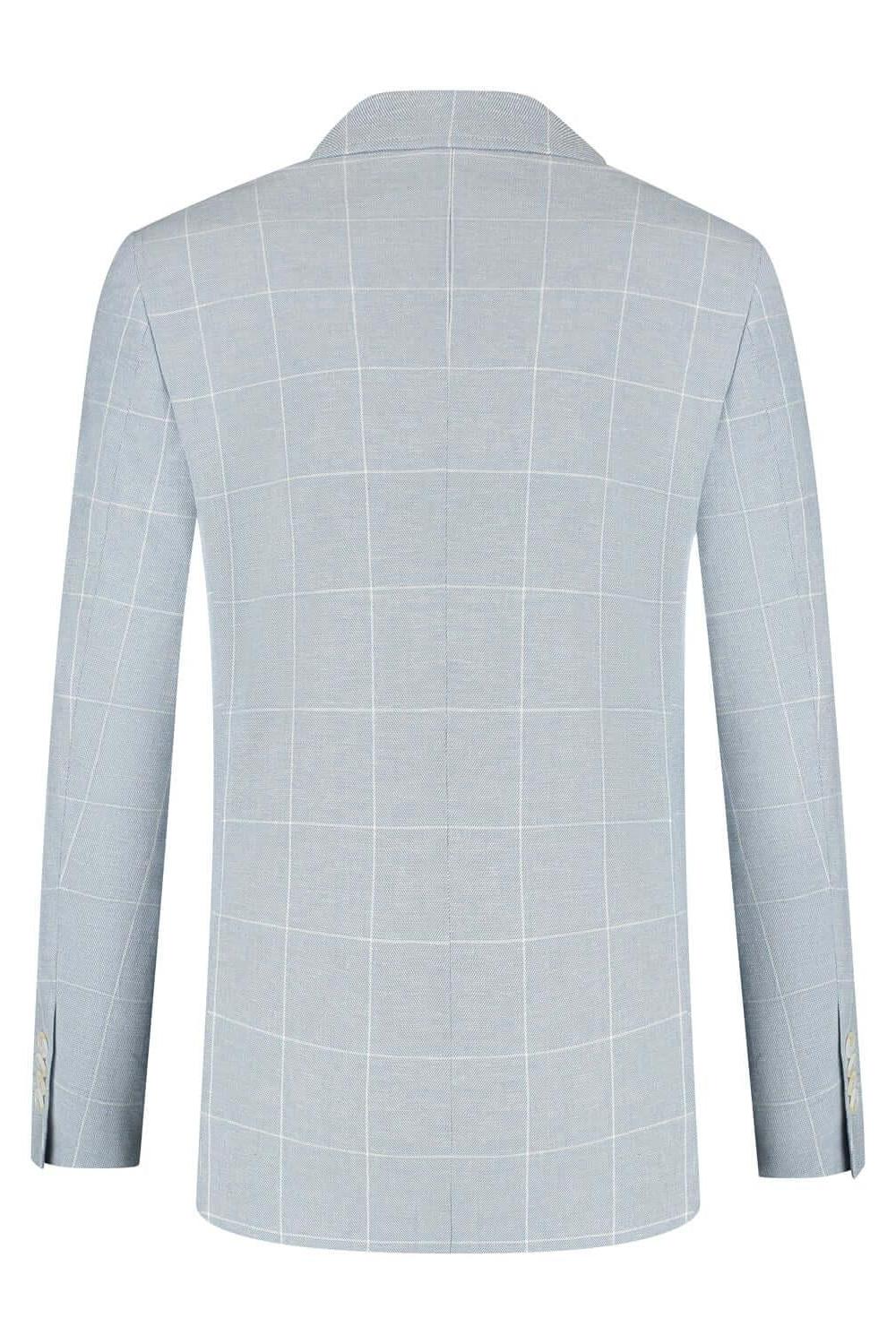 Colbert ruit katoen - linnen lichtblauw - Gents